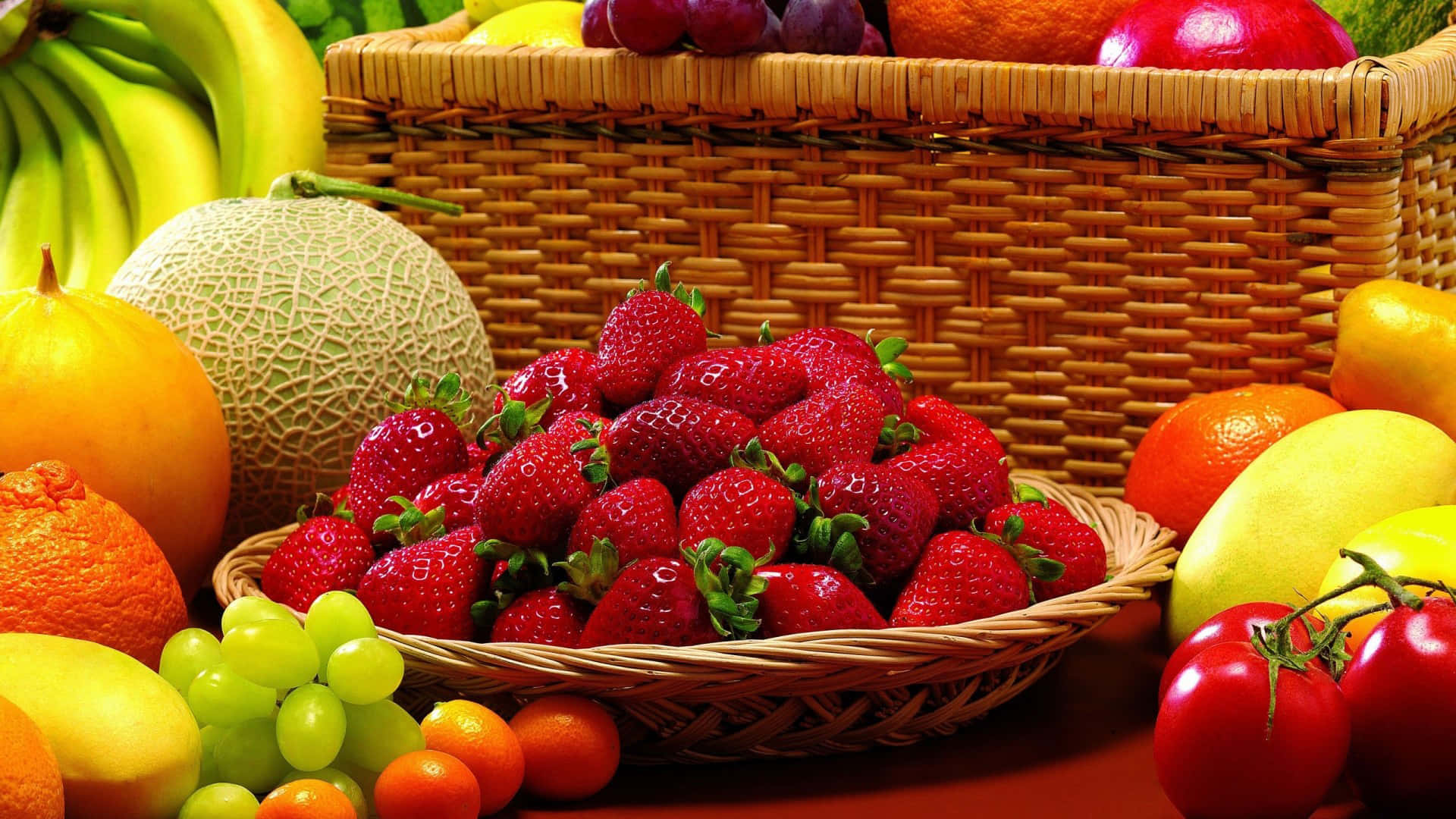 Delicious Food Fruit Strawberries Background