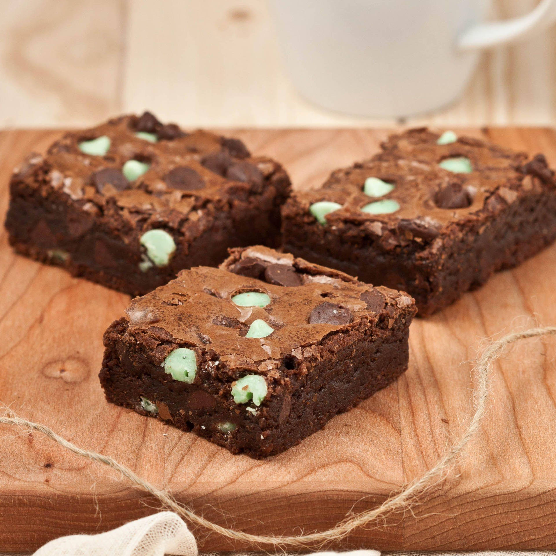 Delicious Homemade Chocolate Chip Brownies Background