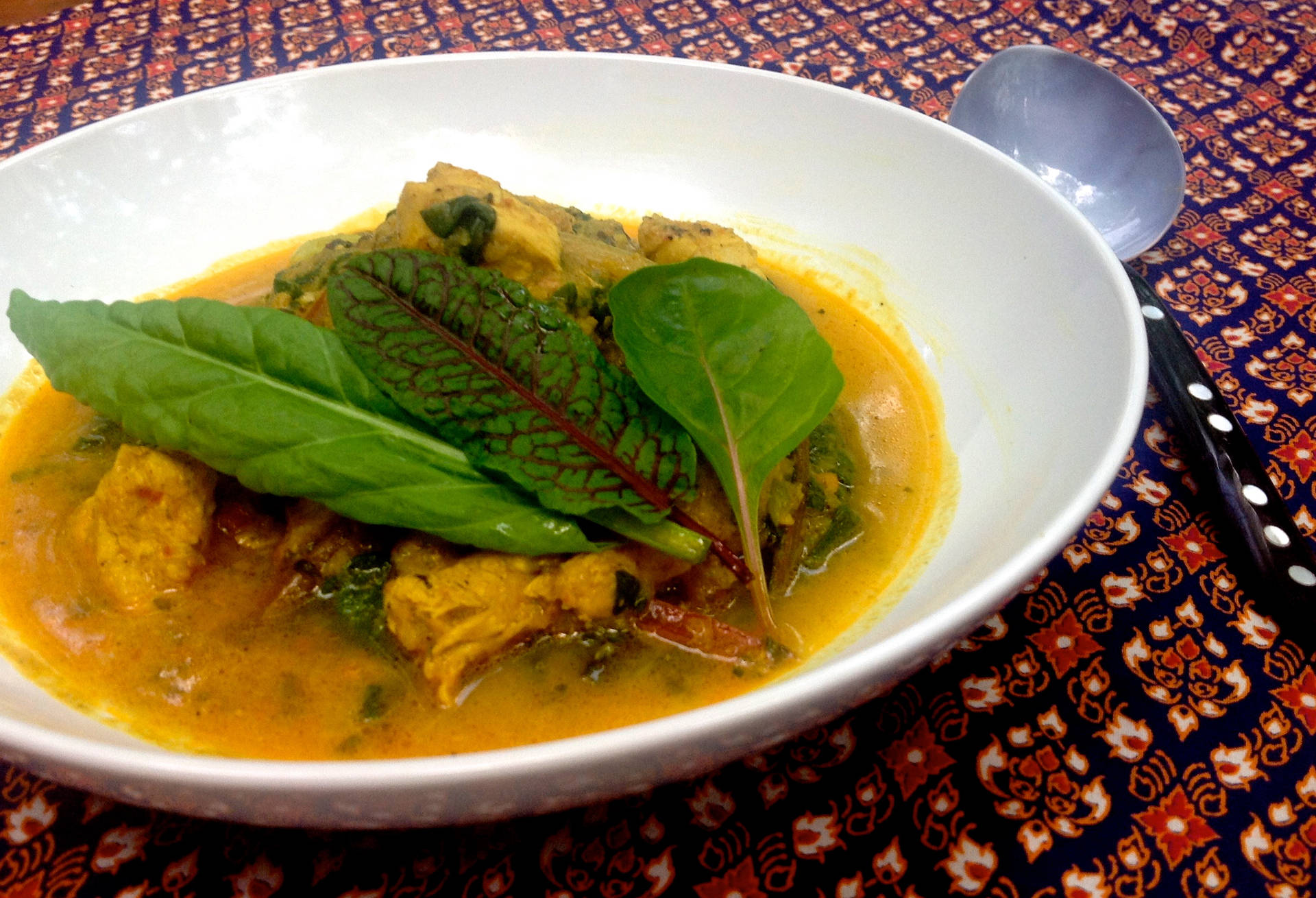 Delicious Khmer Chicken Thai Curry With Sorrel Background