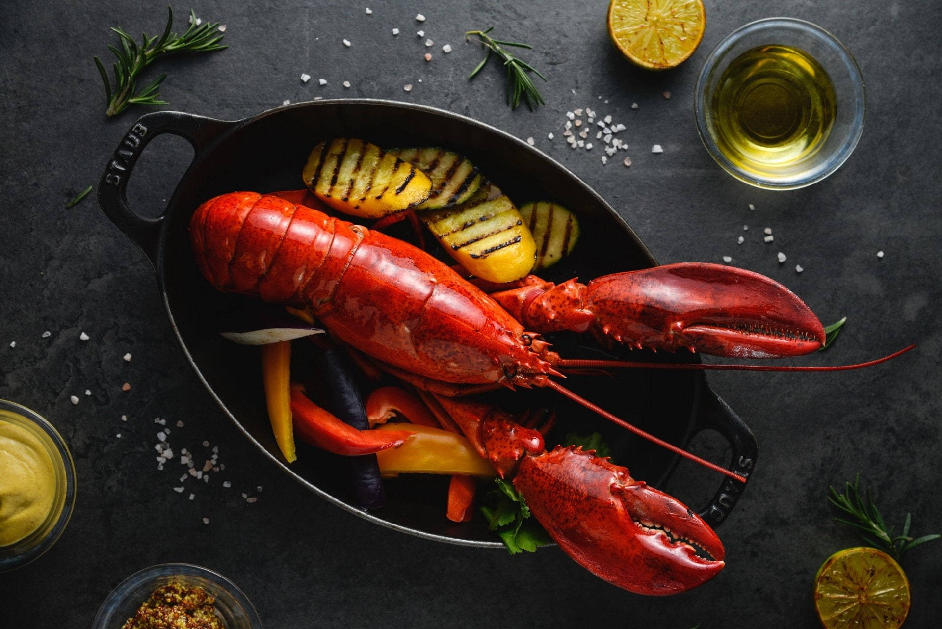 Delicious Lobster On A Pan Background