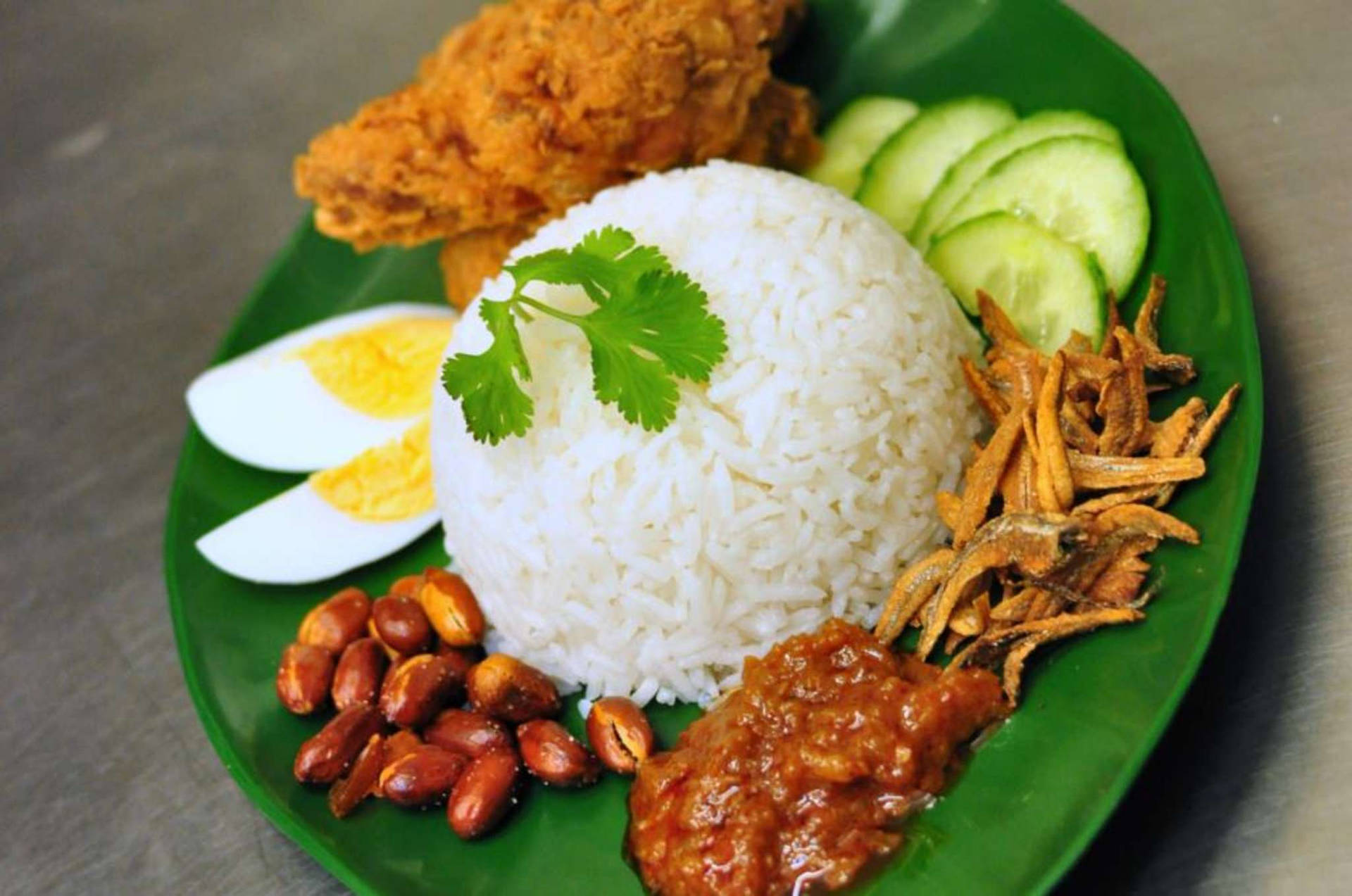 Delicious Nasi Lemak Close Up Angle Shot