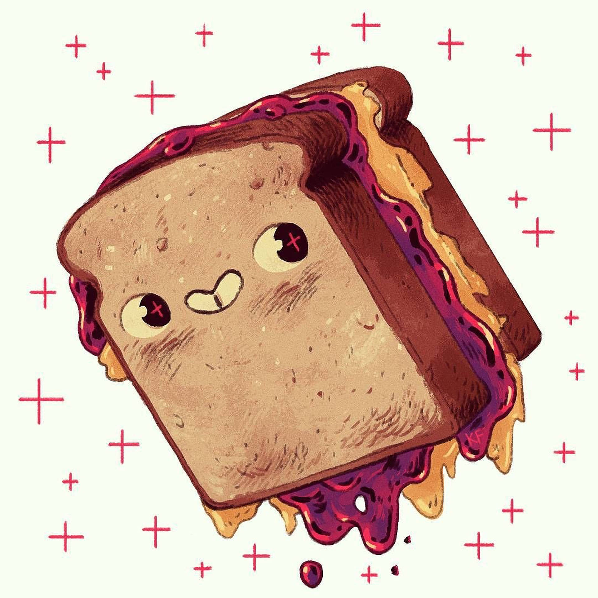 Delicious Peanut Butter Jelly Sandwich Vector Illustration Background