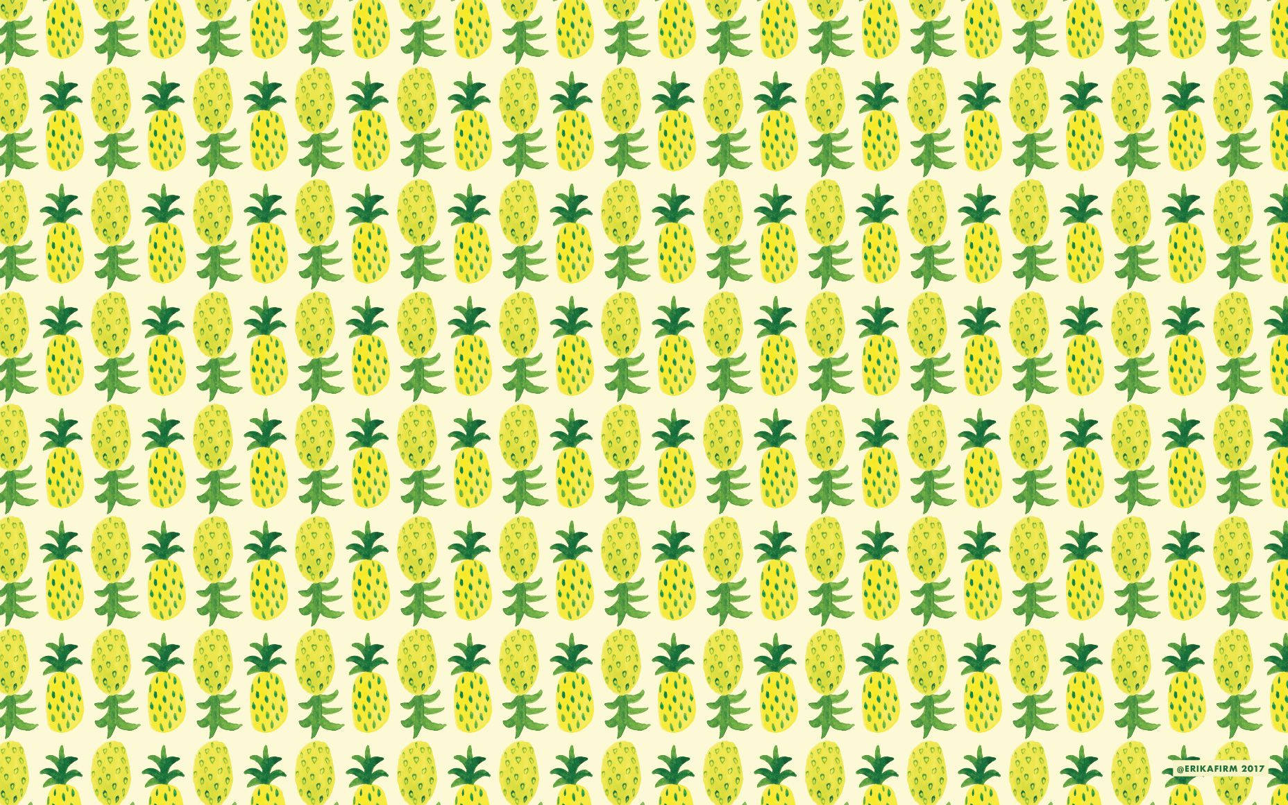 Delicious Pineapple Pattern With Bright Colors Background