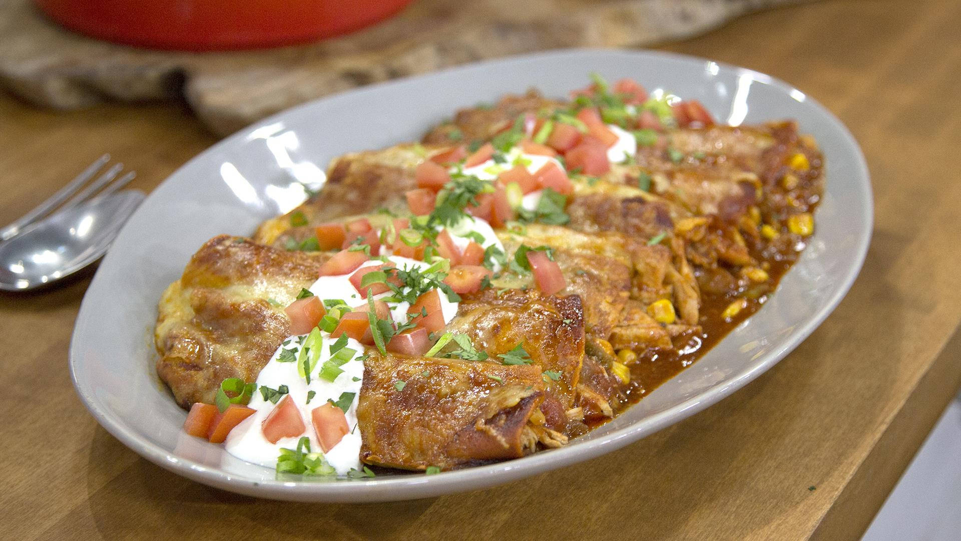 Delicious Platter Of Creamy Enchiladas Background