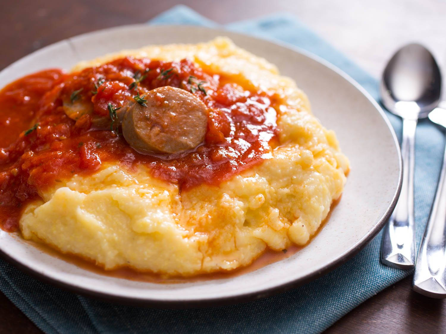 Delicious Polenta With Savory Tomato Sauce Background