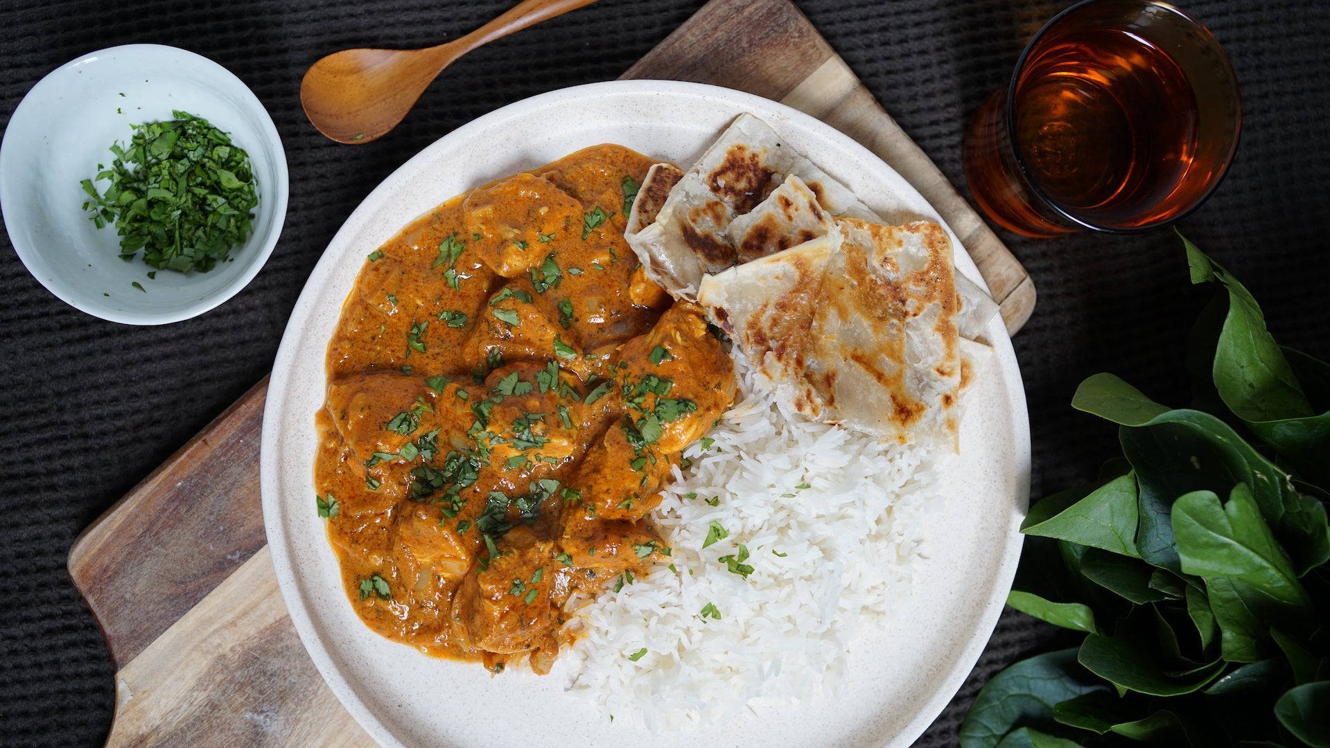 Delicious Rice And Butter Chicken Dish Background