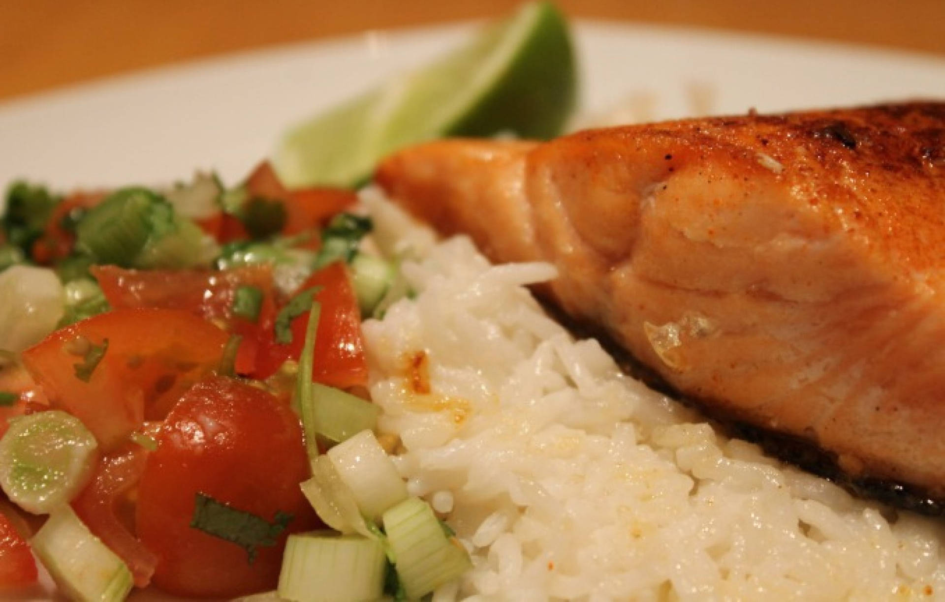 Delicious Salmon With Rice And Vegetables