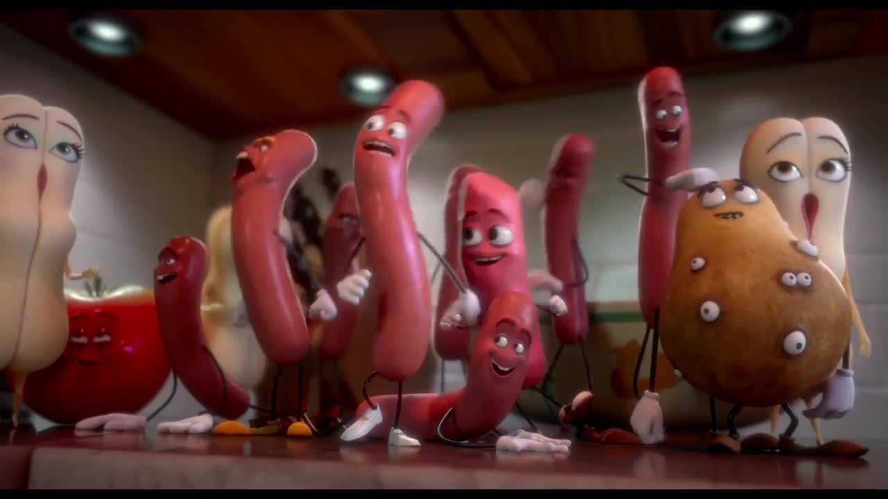 Delicious Sausage Party With Buns And Potatoes Background