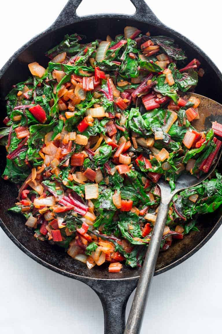 Delicious Sauteed Swiss Chard Vegetable Dish Background