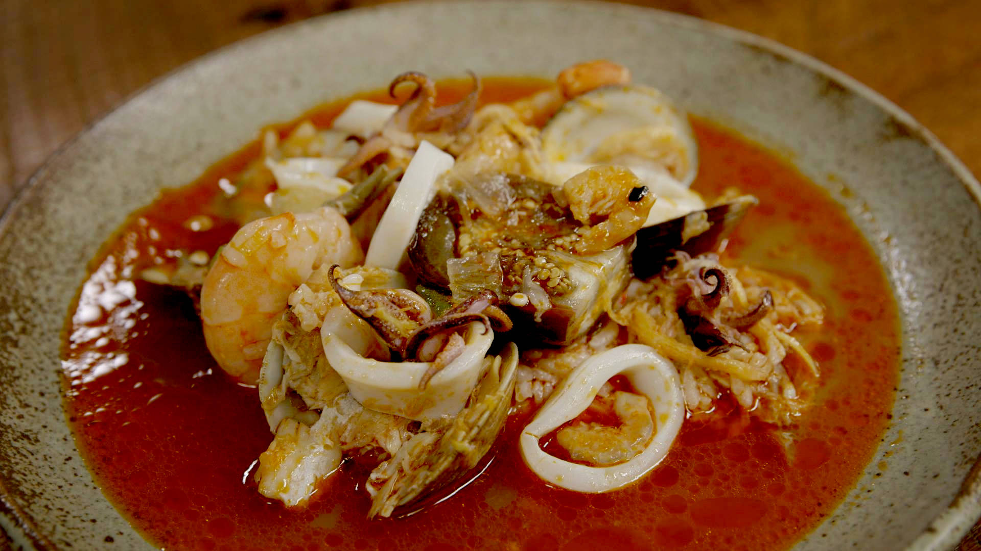 Delicious Serving Of Gumbo On Plate Background