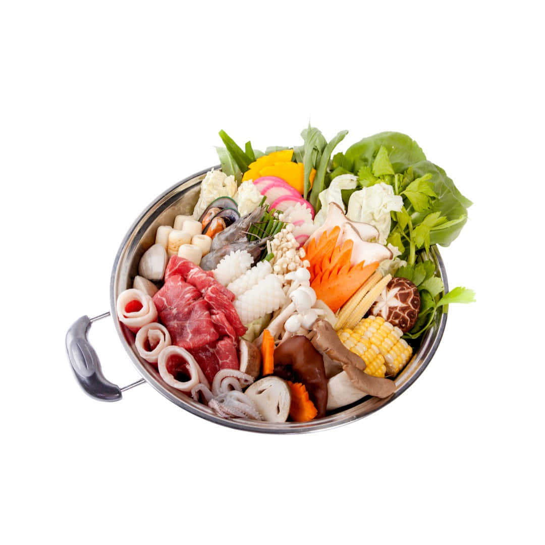 Delicious Shabu-shabu In A Stainless Steel Pot Background