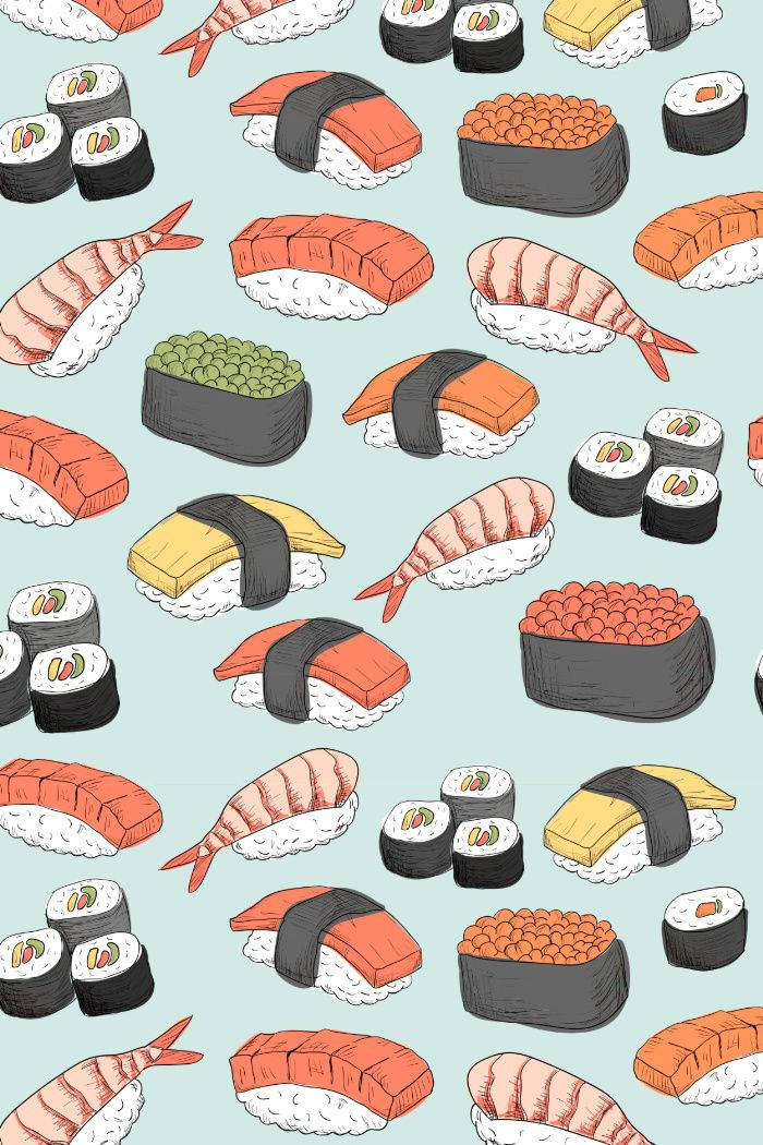 Delicious Sushi Pattern Art Background