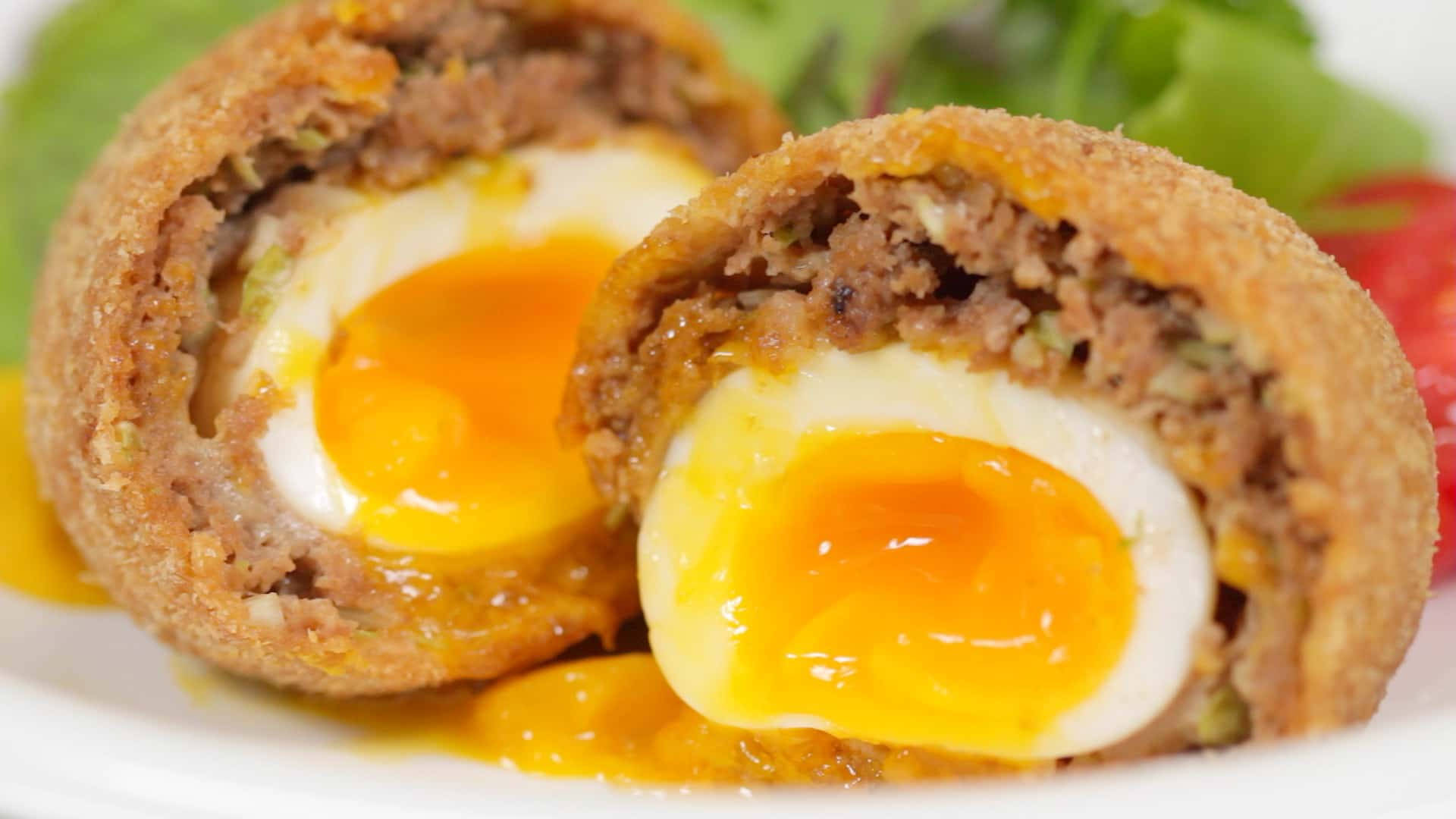 Delicious Traditional British Scotch Eggs Close-up Shot