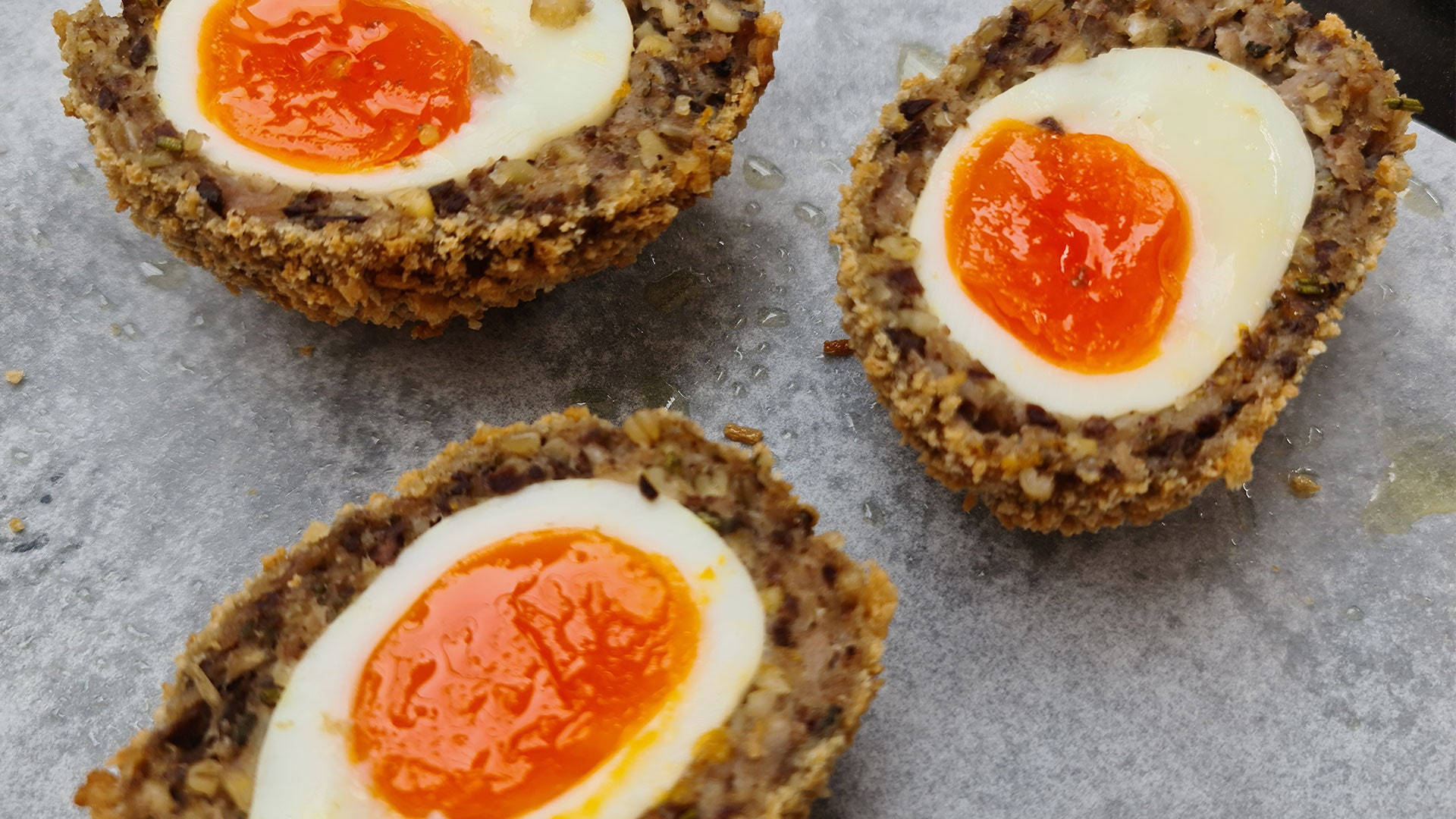 Delicious Traditional British Scotch Eggs Dish On Paper Background