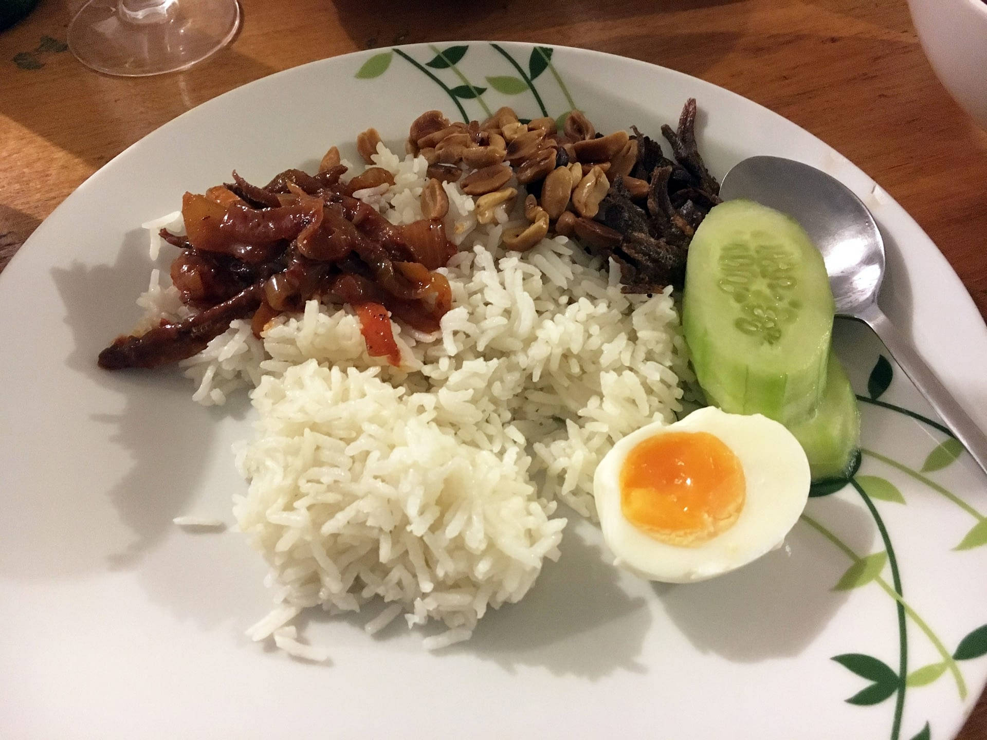 Delicious Traditional Nasi Lemak Plate Background