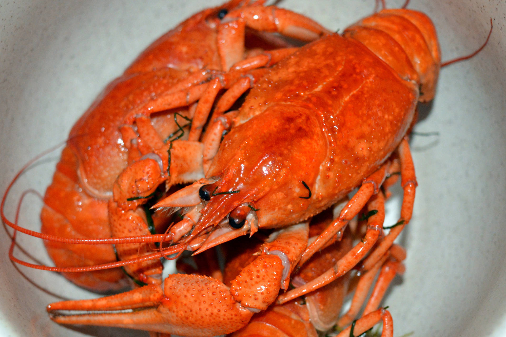 Deliciously Boiled Crayfish In A Serving Dish