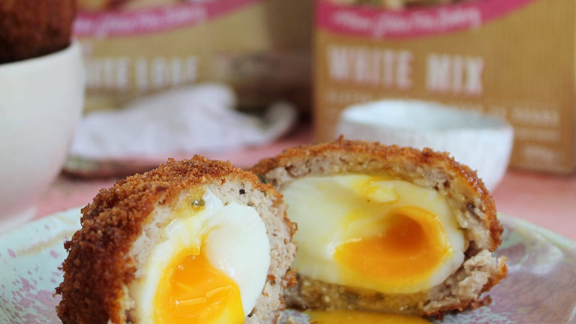 Delight In Every Slice: Traditional British Scotch Egg. Background