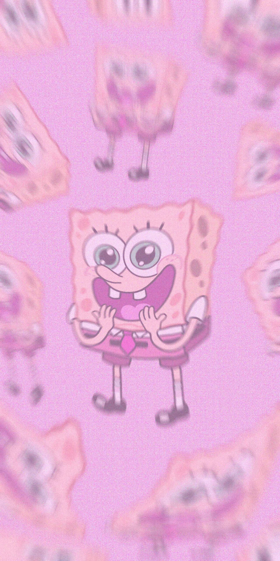 Delighted Spongebob On Cute And Pink Backdrop Background