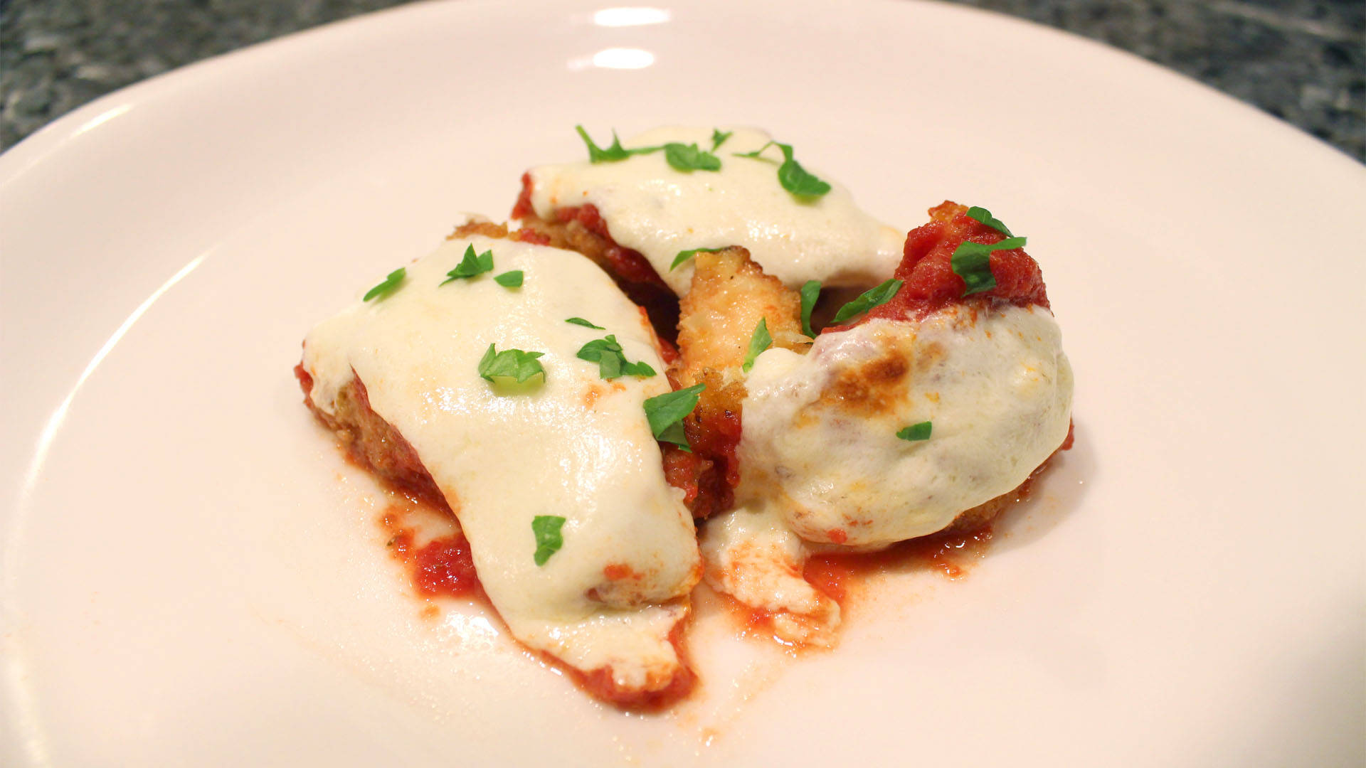 Delightful Baked Shrimp Parmigiana With Mozzarella Cheese Background