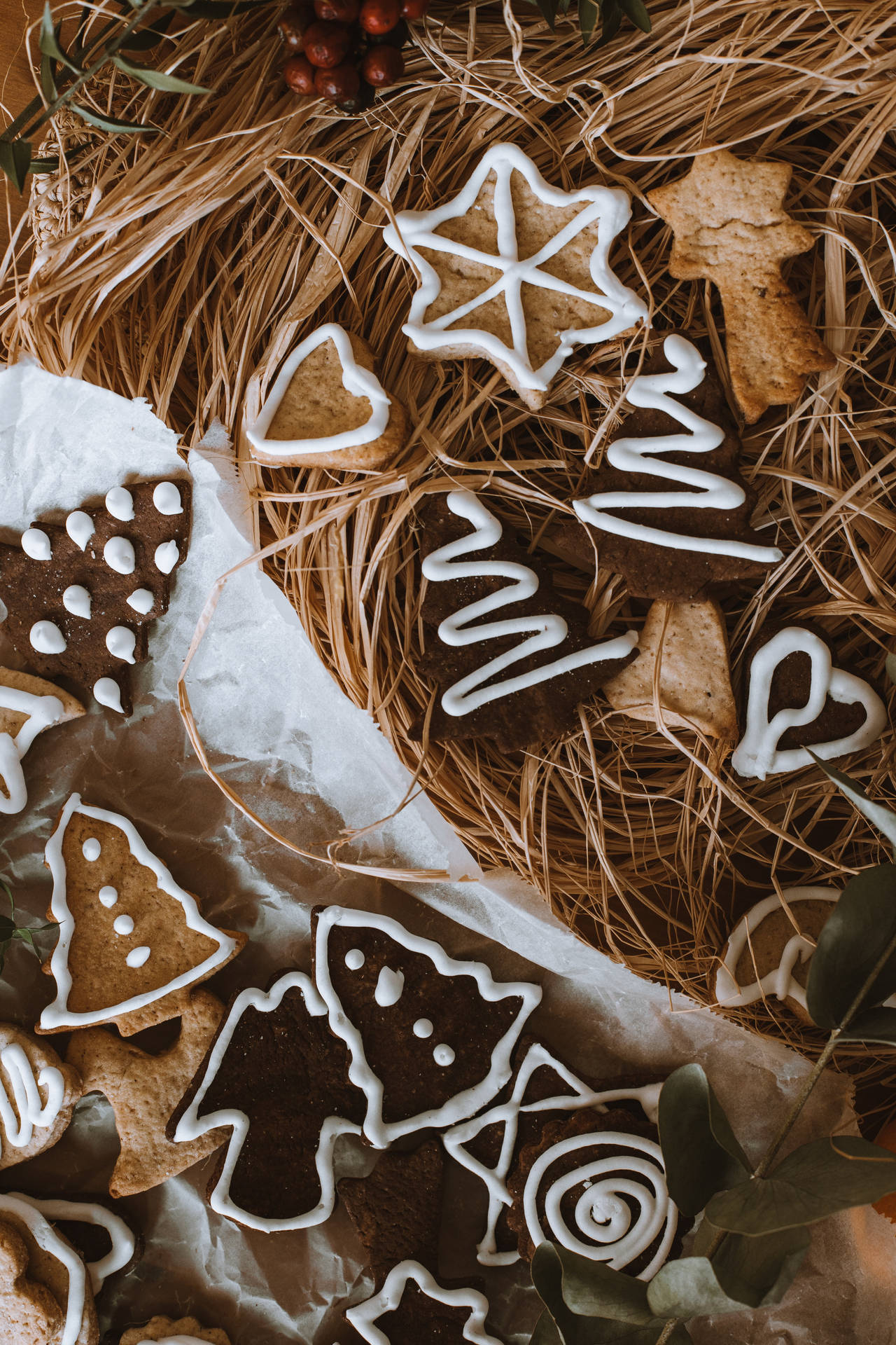 Delightful Christmas Cookies In Manger Background