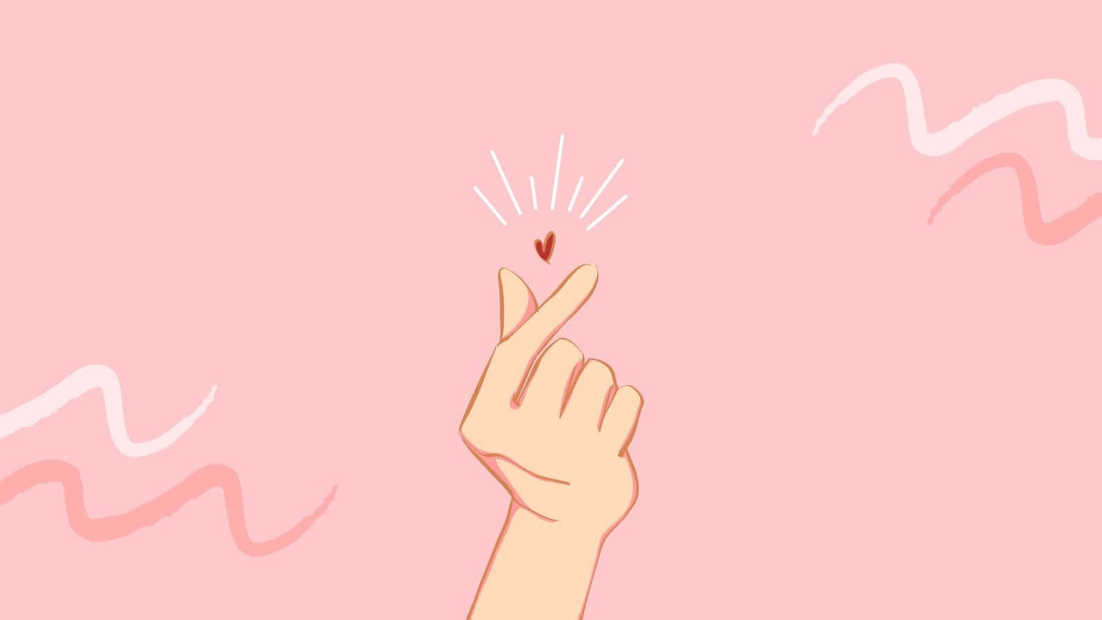 Delightful Finger Heart On Cute Pc Design Background