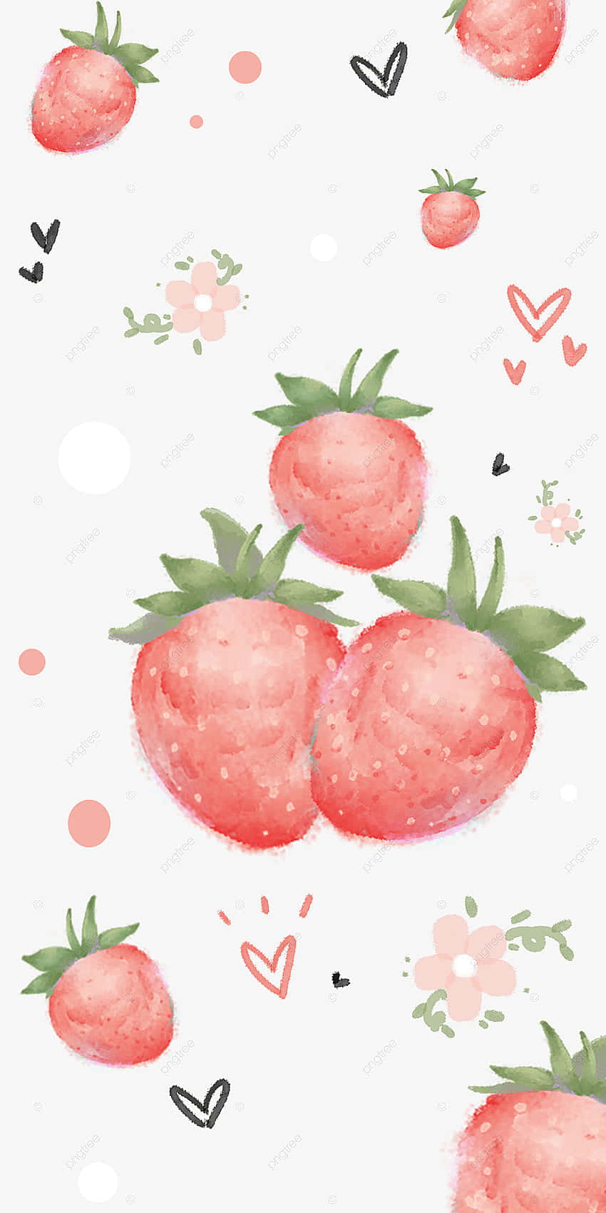 Delightful Pastel Strawberry Endearing Hearts Art Background