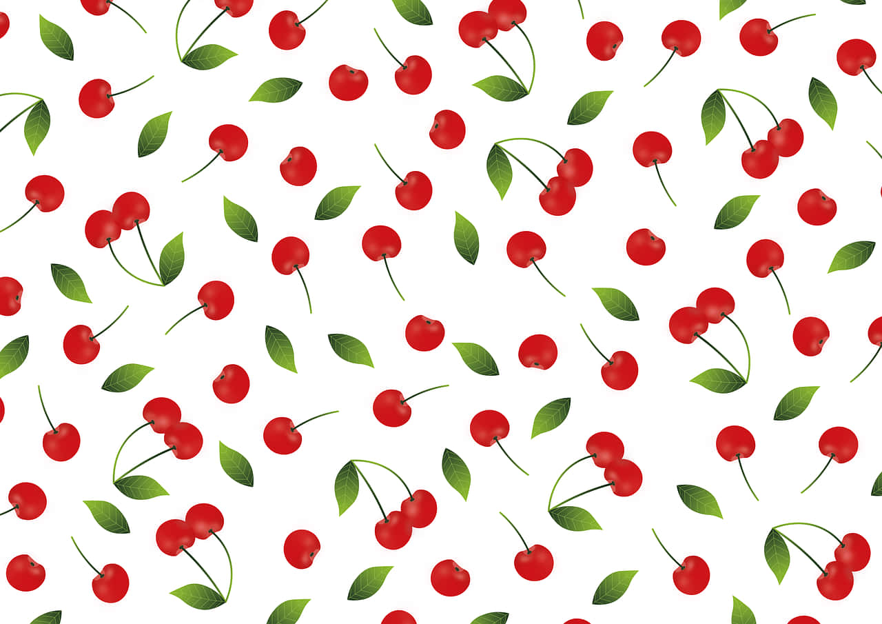 Delightful Red Cherries On A White Background Background