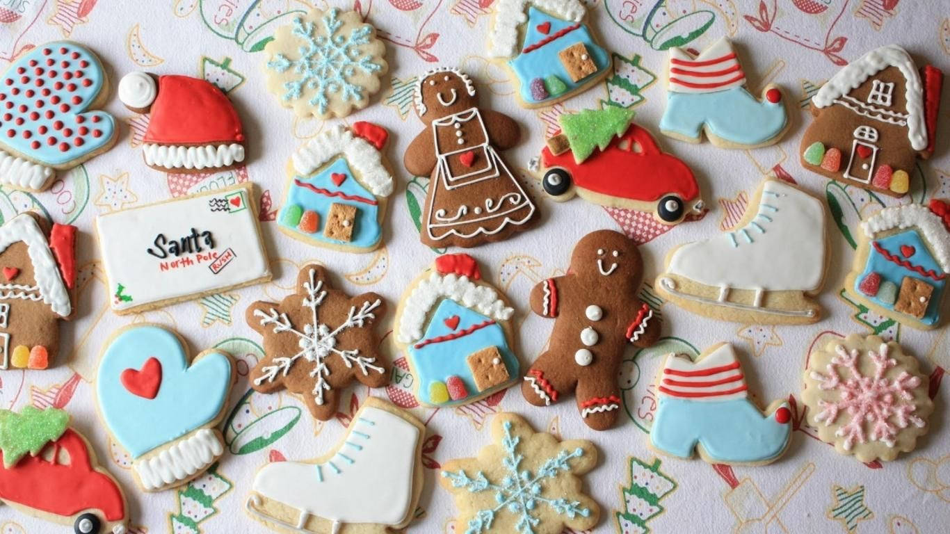 Delightful Santa Christmas Cookies Background