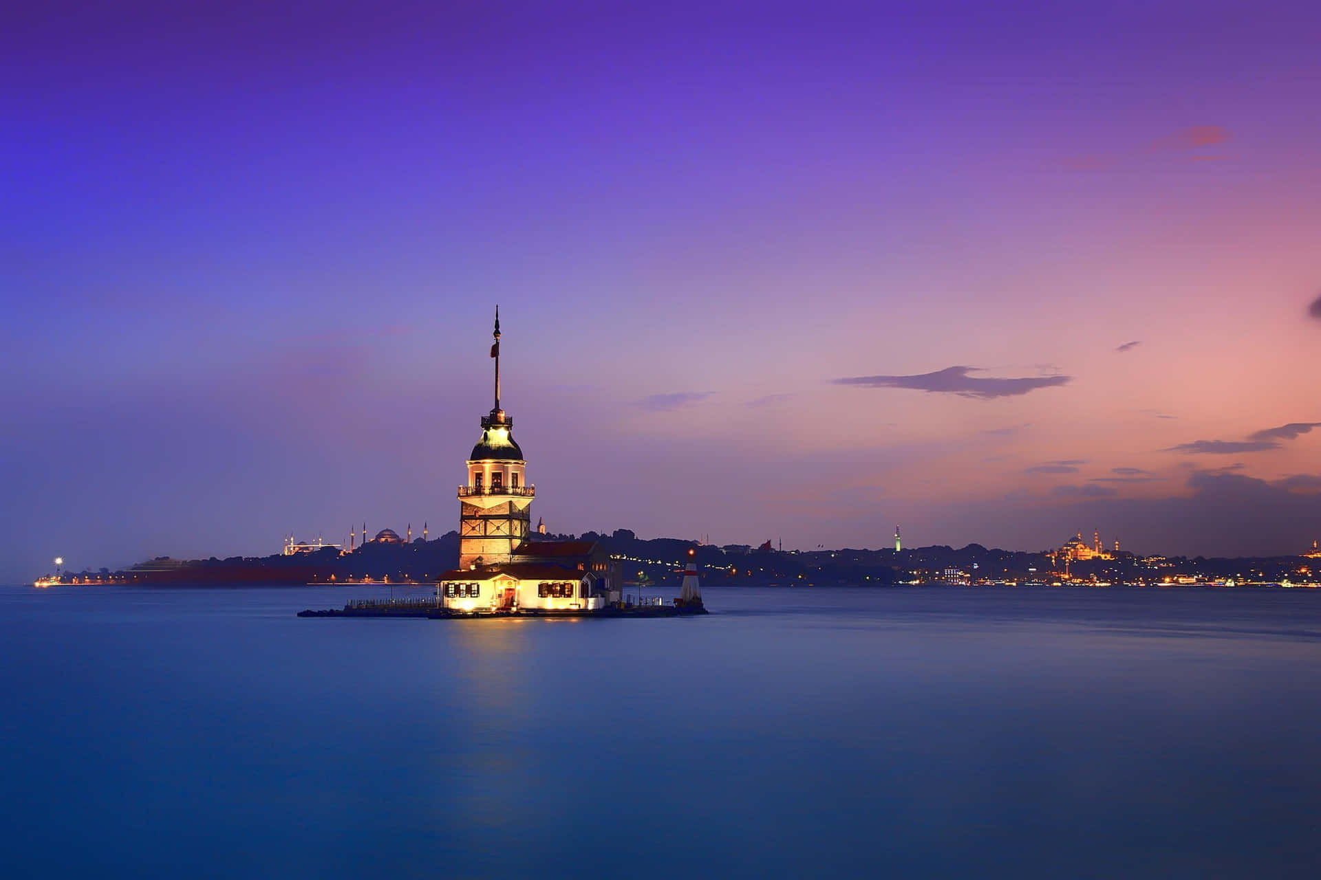 Delightful View Of The Maiden Tower At Sunset Background