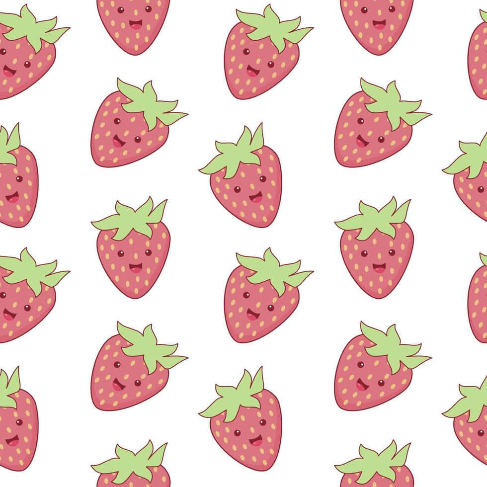 Delightfully Sweet - Pastel Cute Strawberry With Happy Face Background