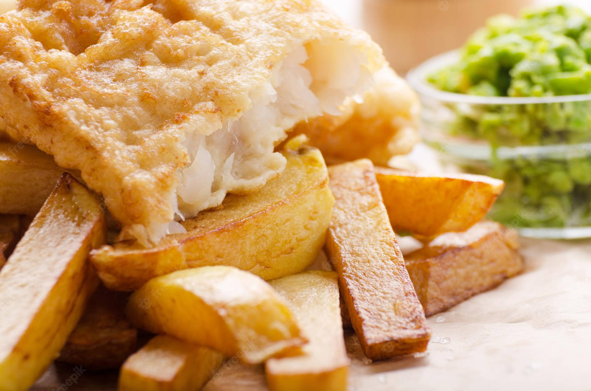 Delish Fish And Chips Close Up