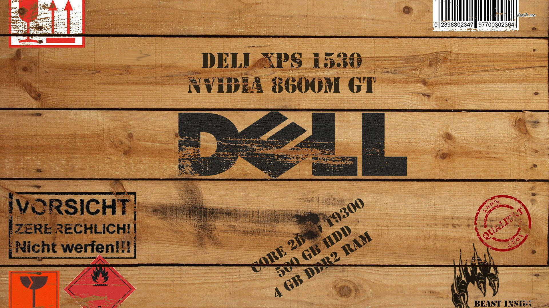 Dell Laptop Wooden Crate Background