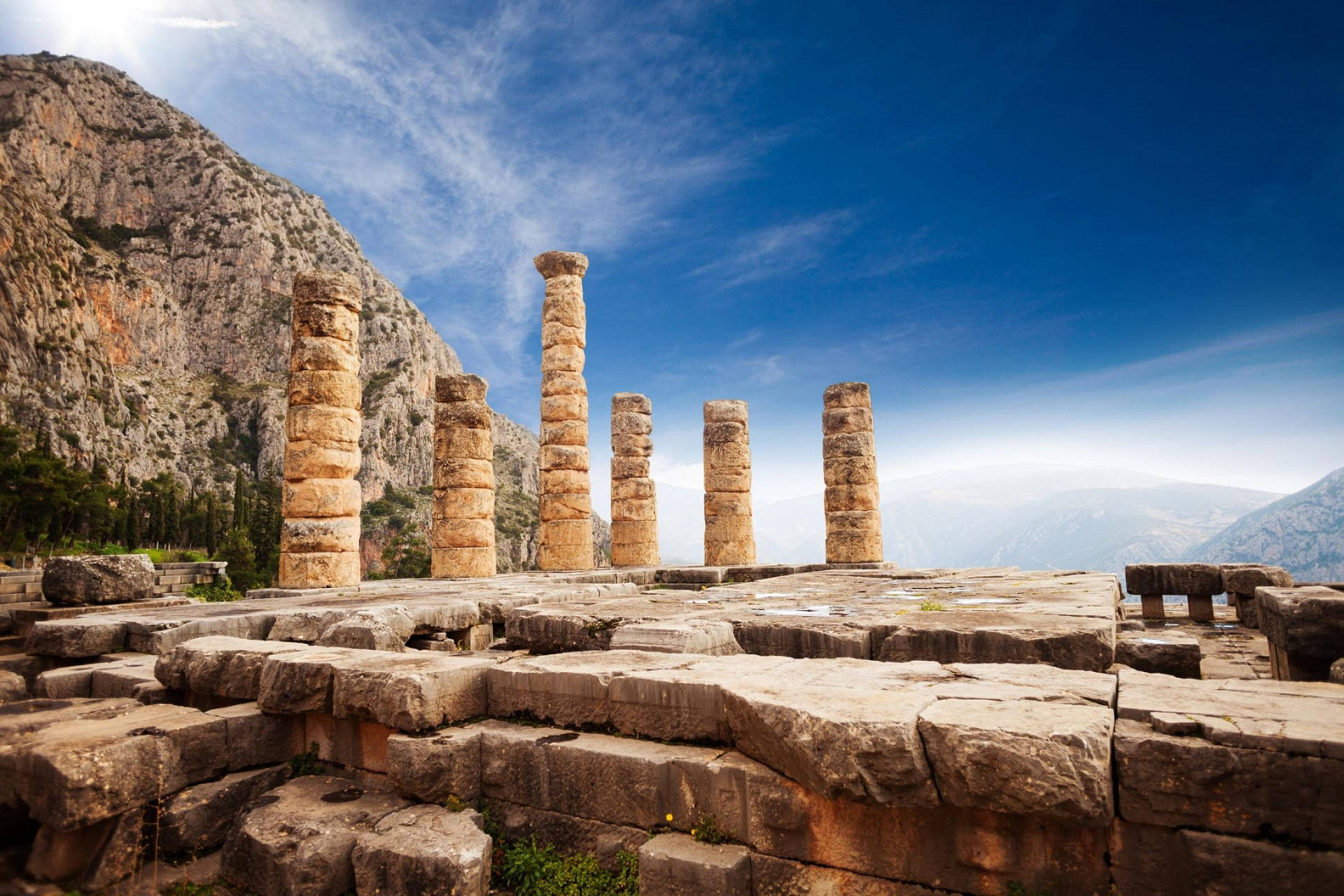 Delphi Ancient Historical Ruins Background