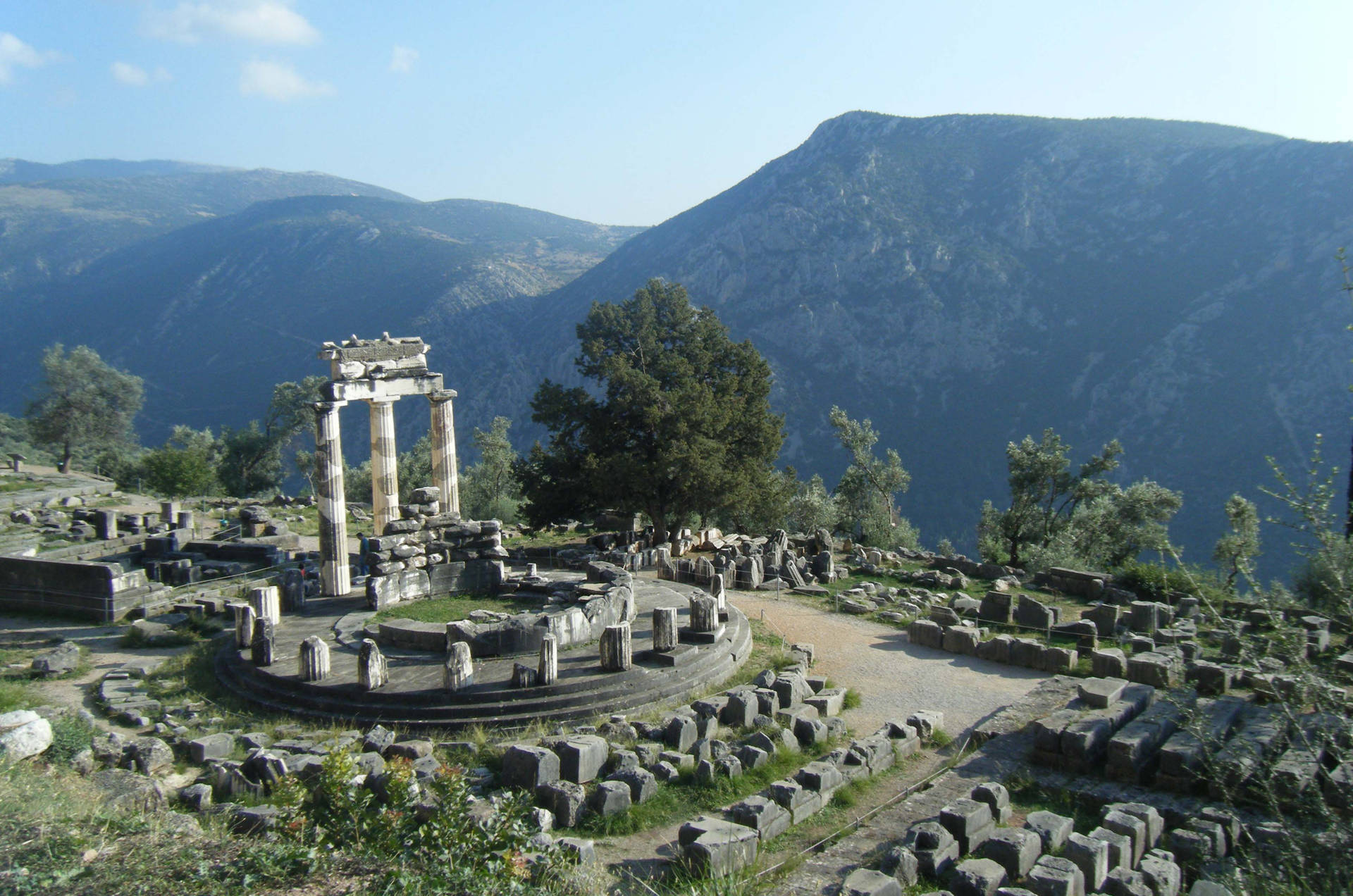 Delphi Apollo Temple Ruins Background