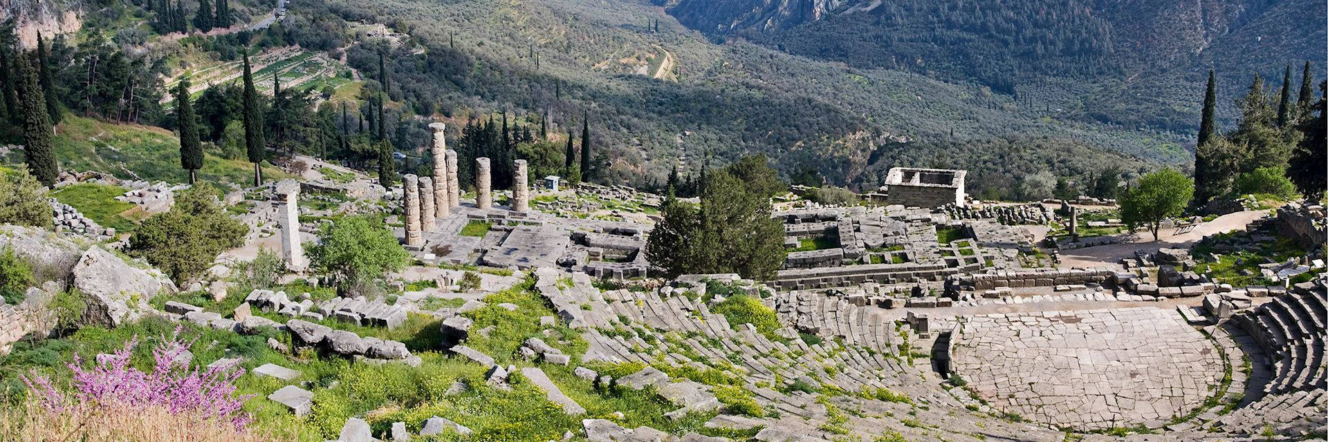 Delphi Apollos Temple Panoramic View Background