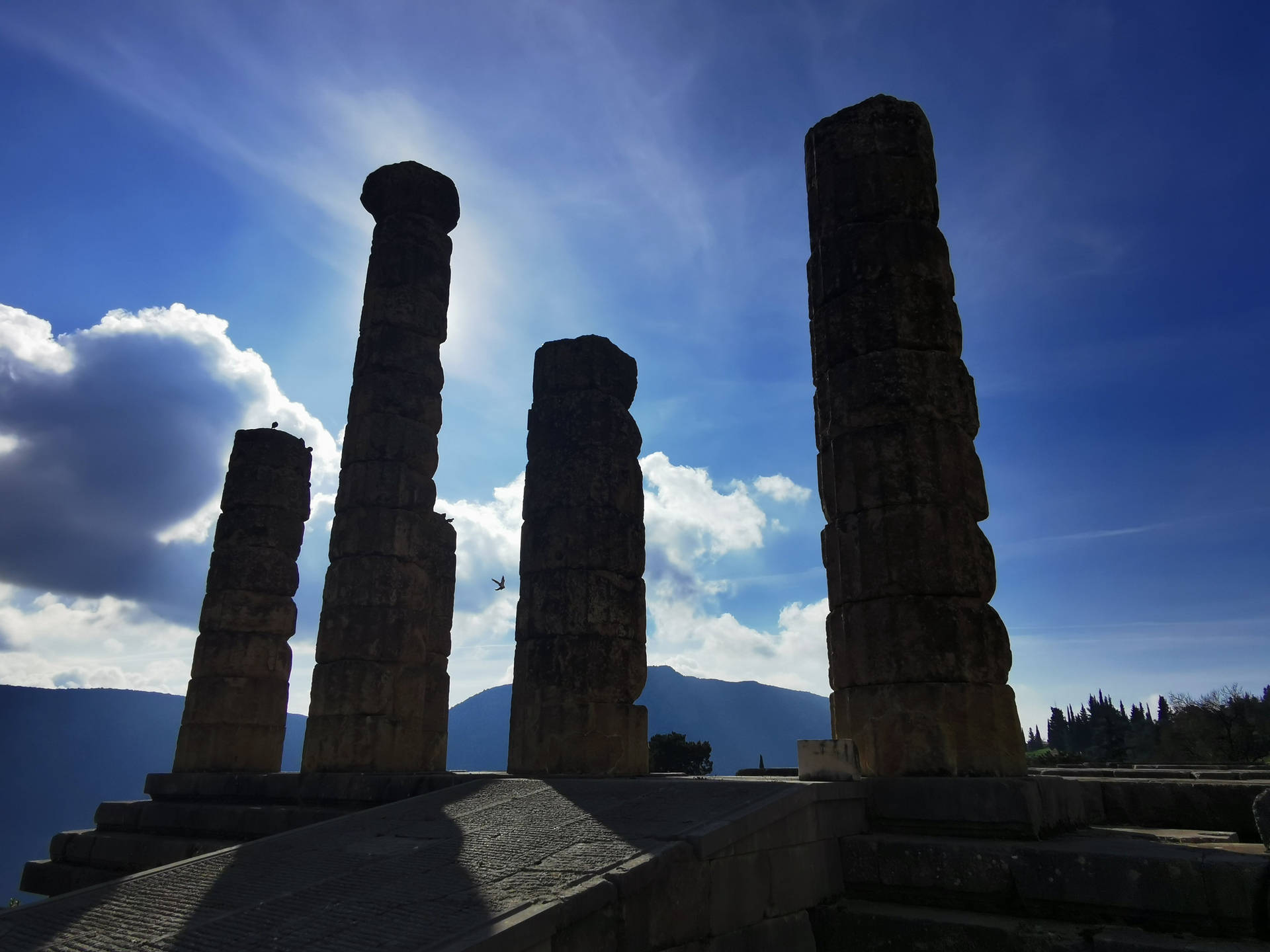 Delphi Temple Silhouette Background