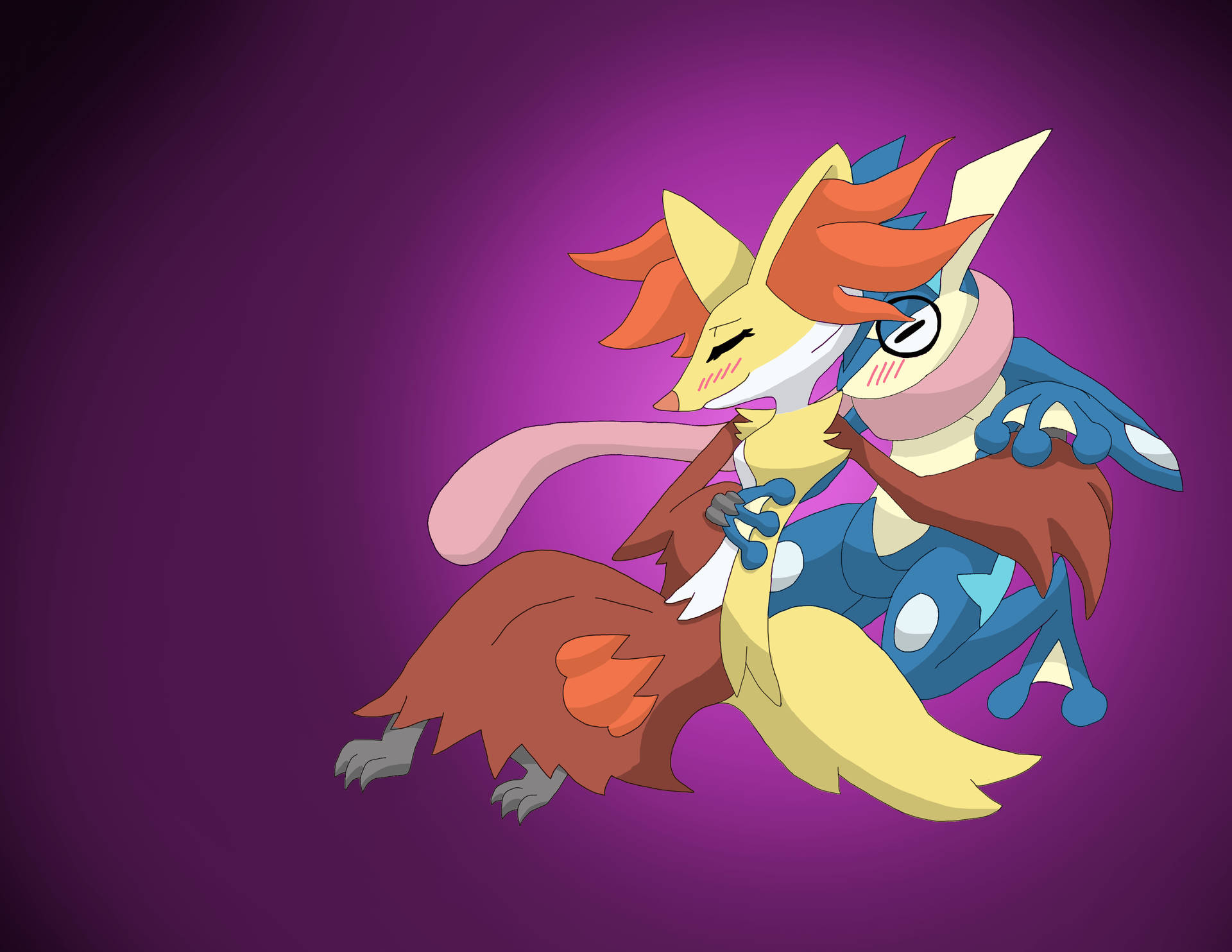 Delphox And Greninja - Friends Of Fire And Water Background
