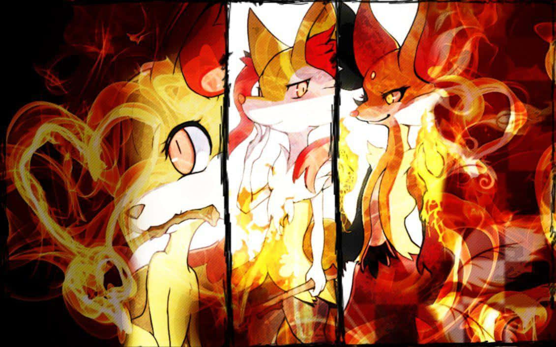 Delphox Fire Psychic Pokemon Art Background
