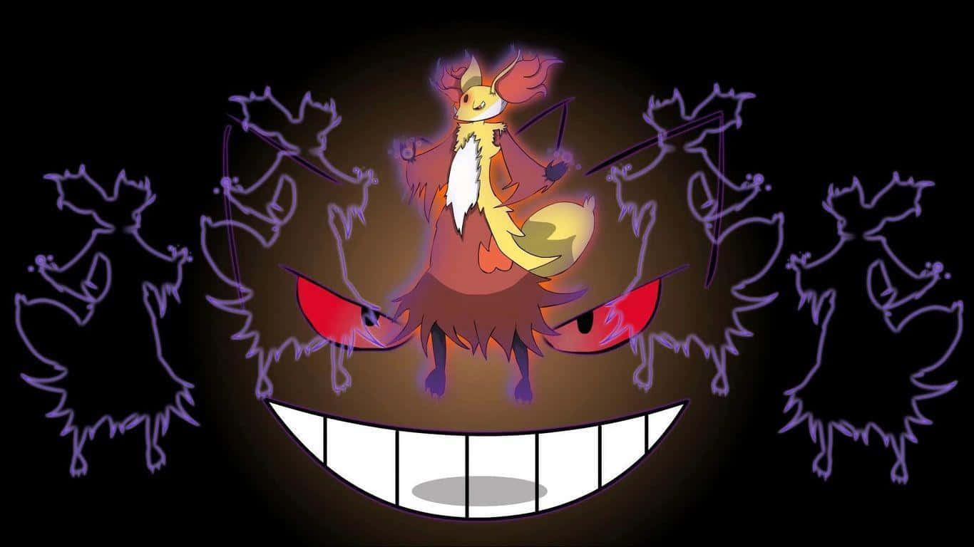 Delphox Mystical Fire Silhouettes Background