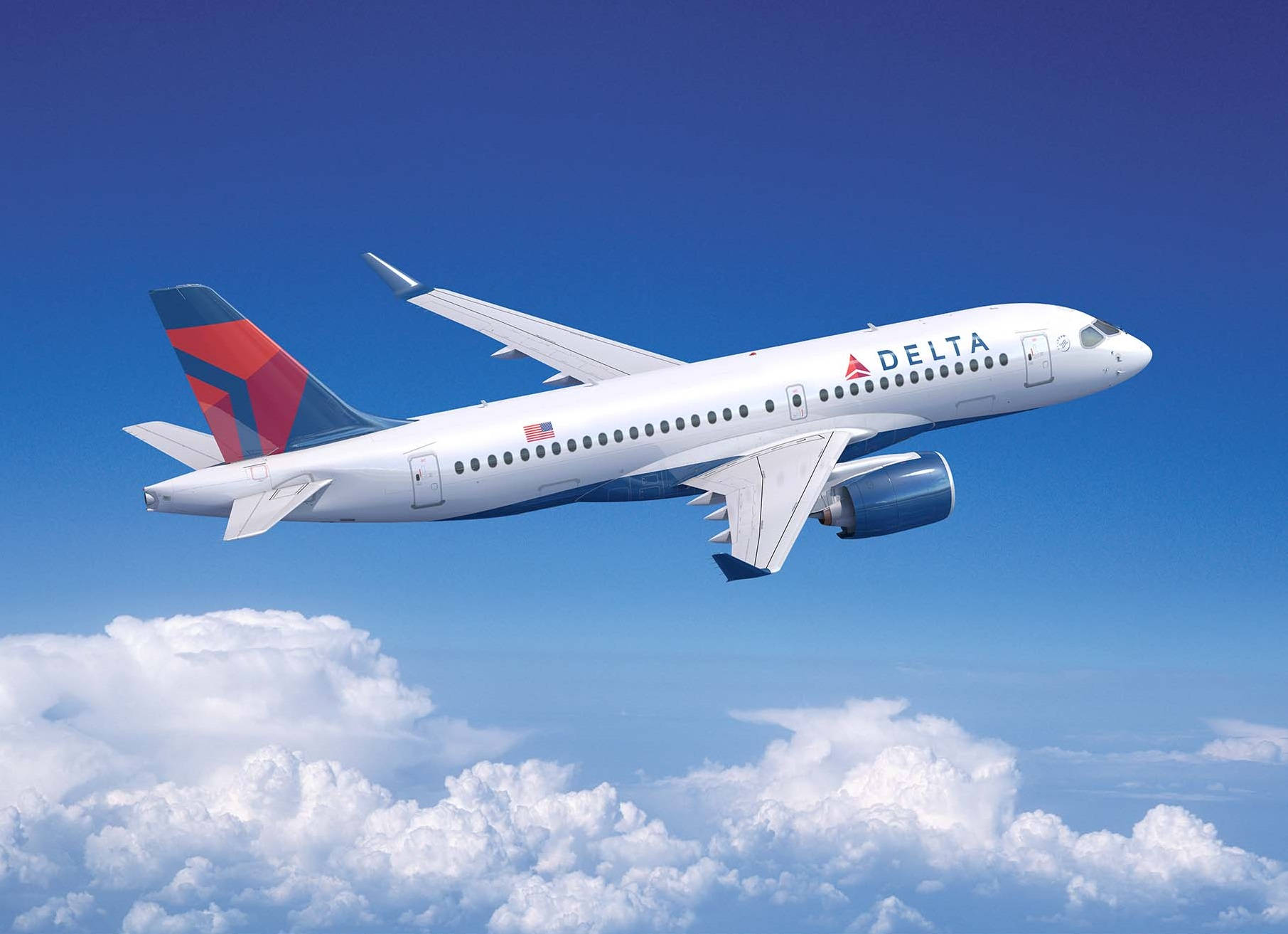 Delta Airlines Airplane Flying In The Sky Background