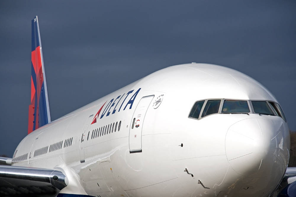Delta Airlines Airplane Front View Background