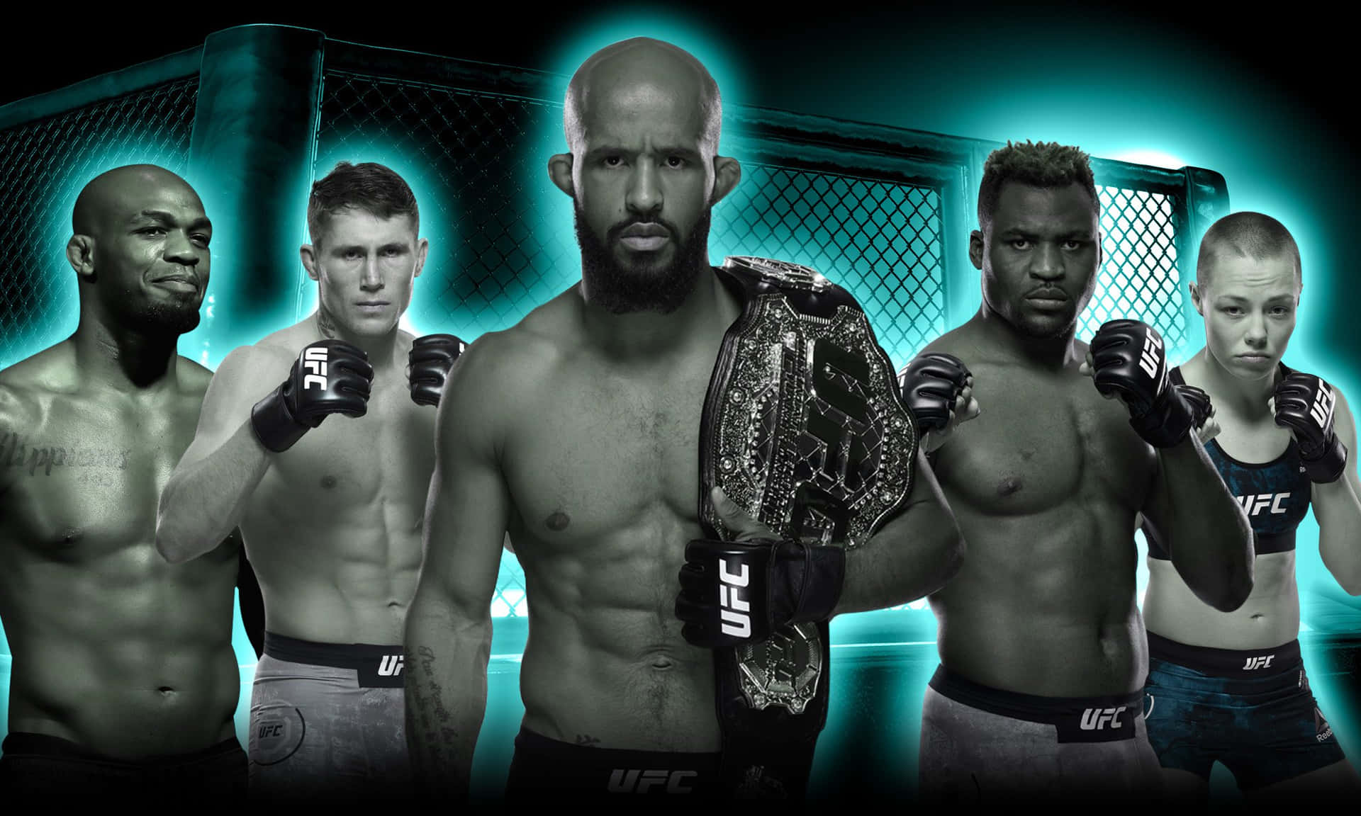 Demetrious Johnson With Mma Fighters Poster Background