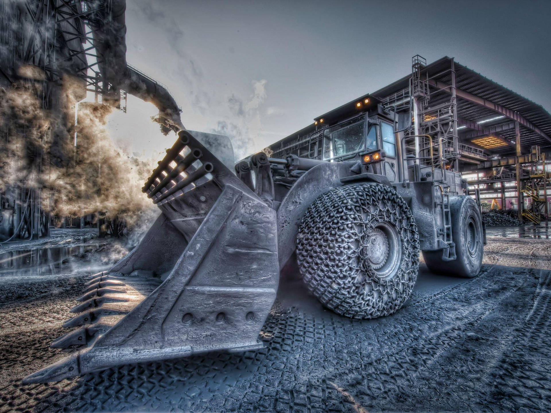 Demolishing Heavy Construction Equipment Background