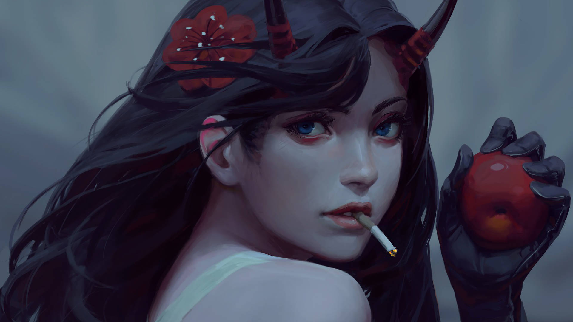 Demon Girl Smoking Background