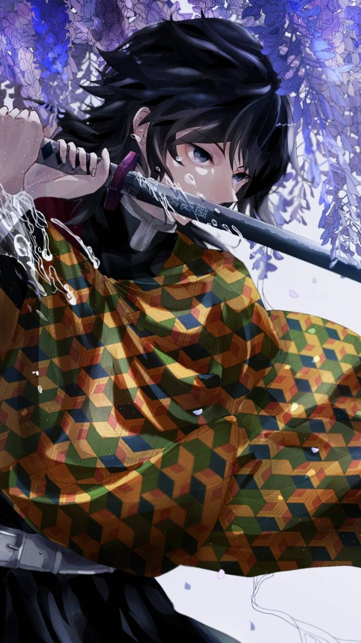 Demon Hunter's Giyuu Tomioka With Sword Background