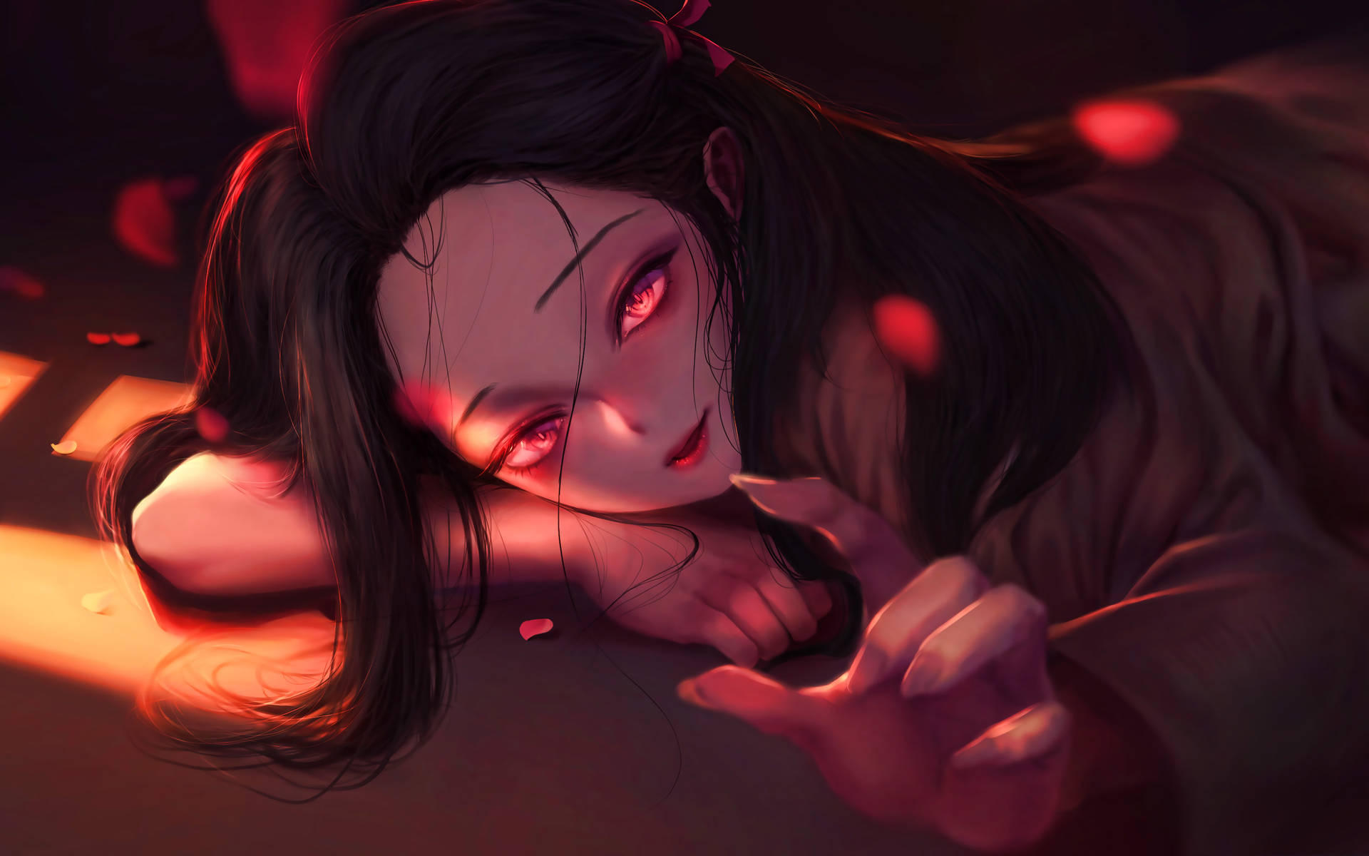Demon Slayer 4k Nezuko Red Background