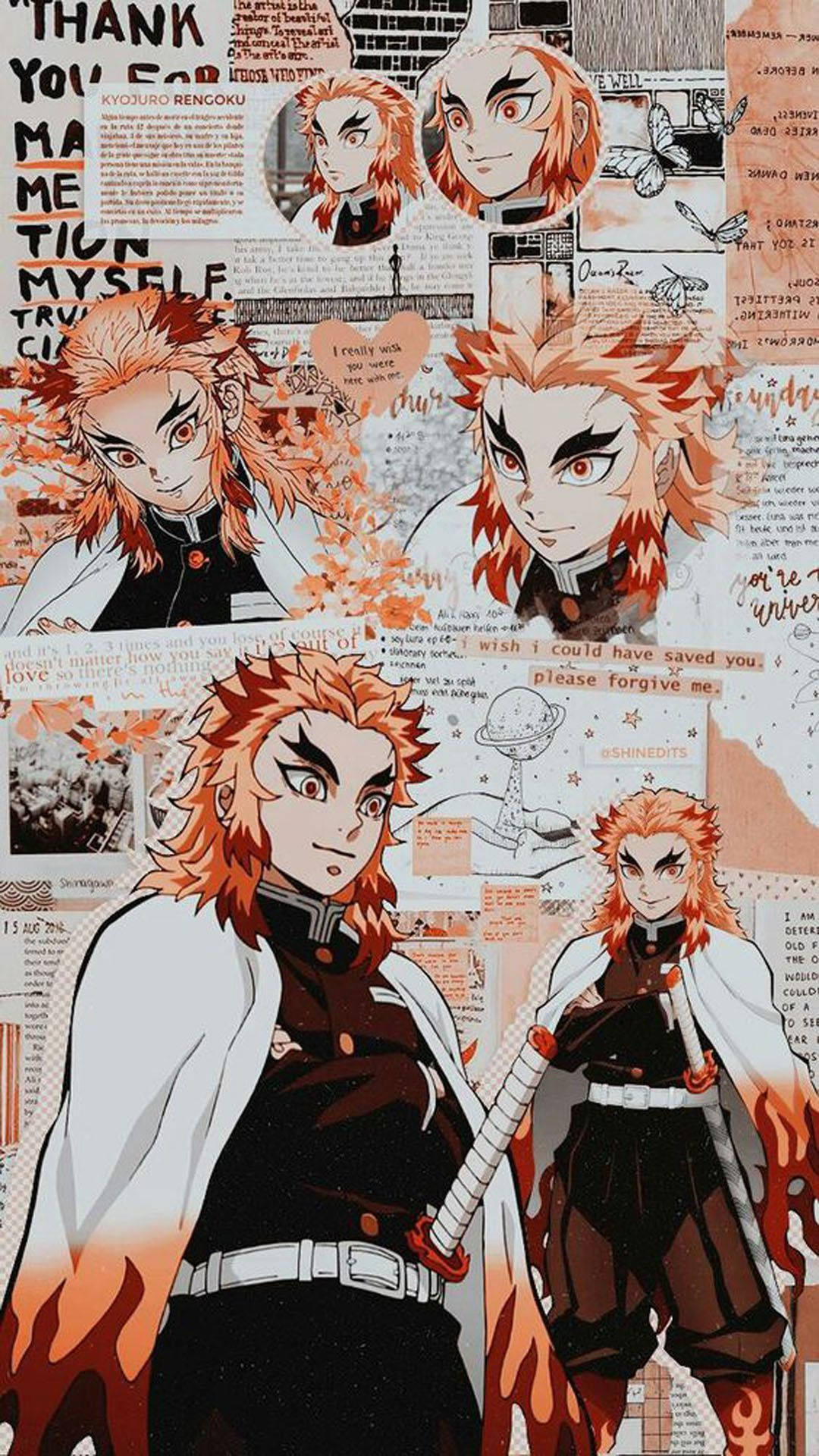 Demon Slayer Aesthetic Orange Kyojuro Background