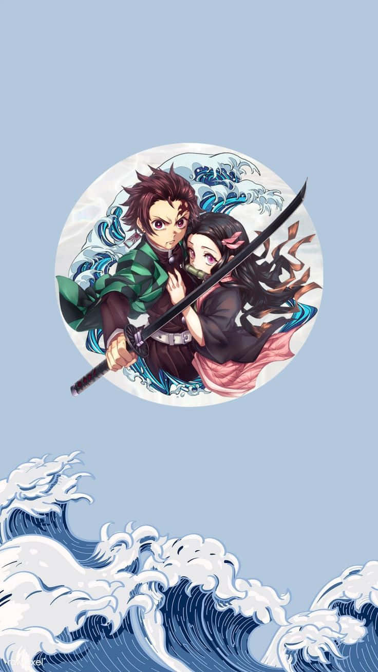 Demon Slayer Anime Kamado's Siblings Tanjiro And Nezuko Background