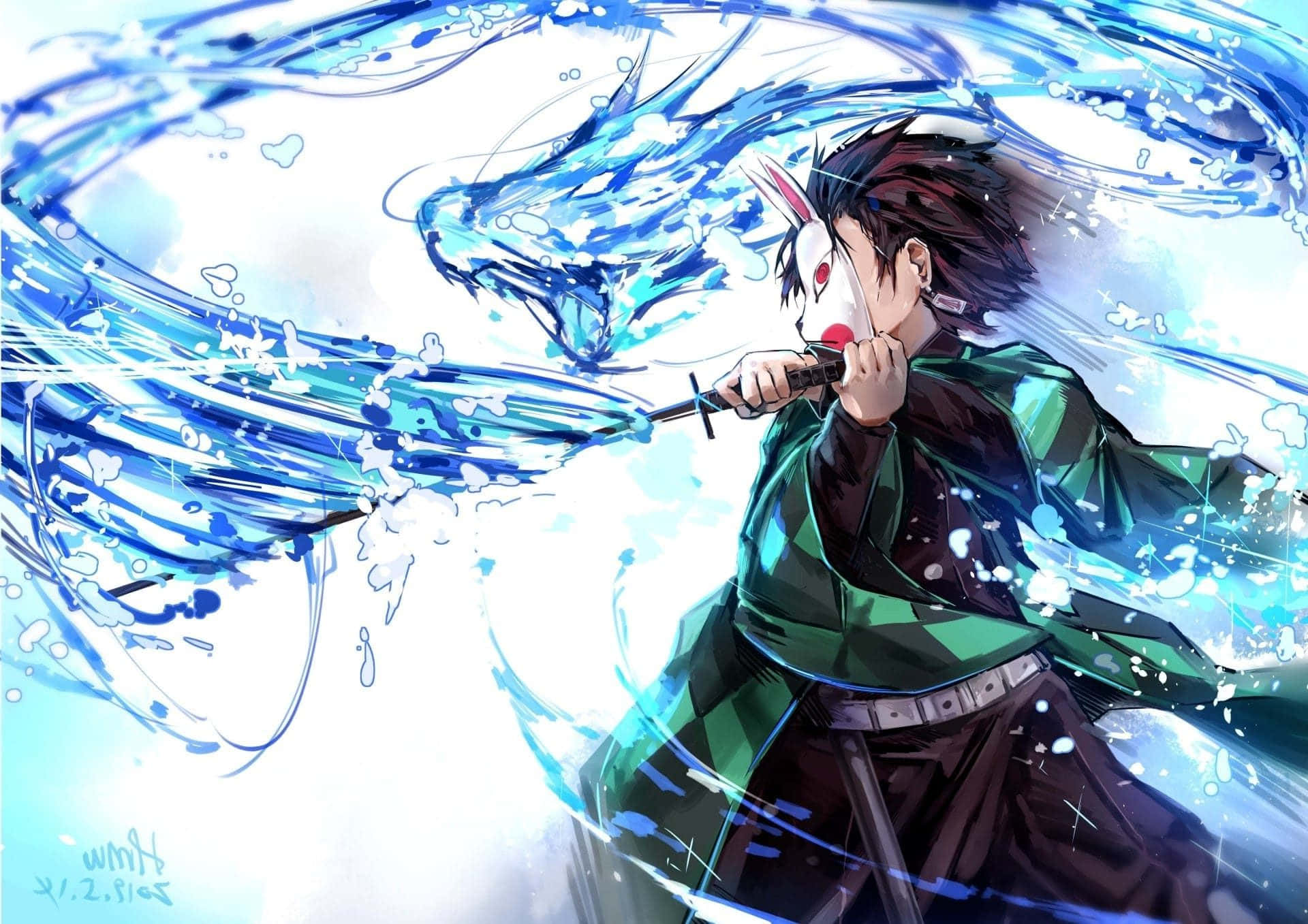 Demon Slayer Anime Kamado Tanjiro Constant Flux Technique Background