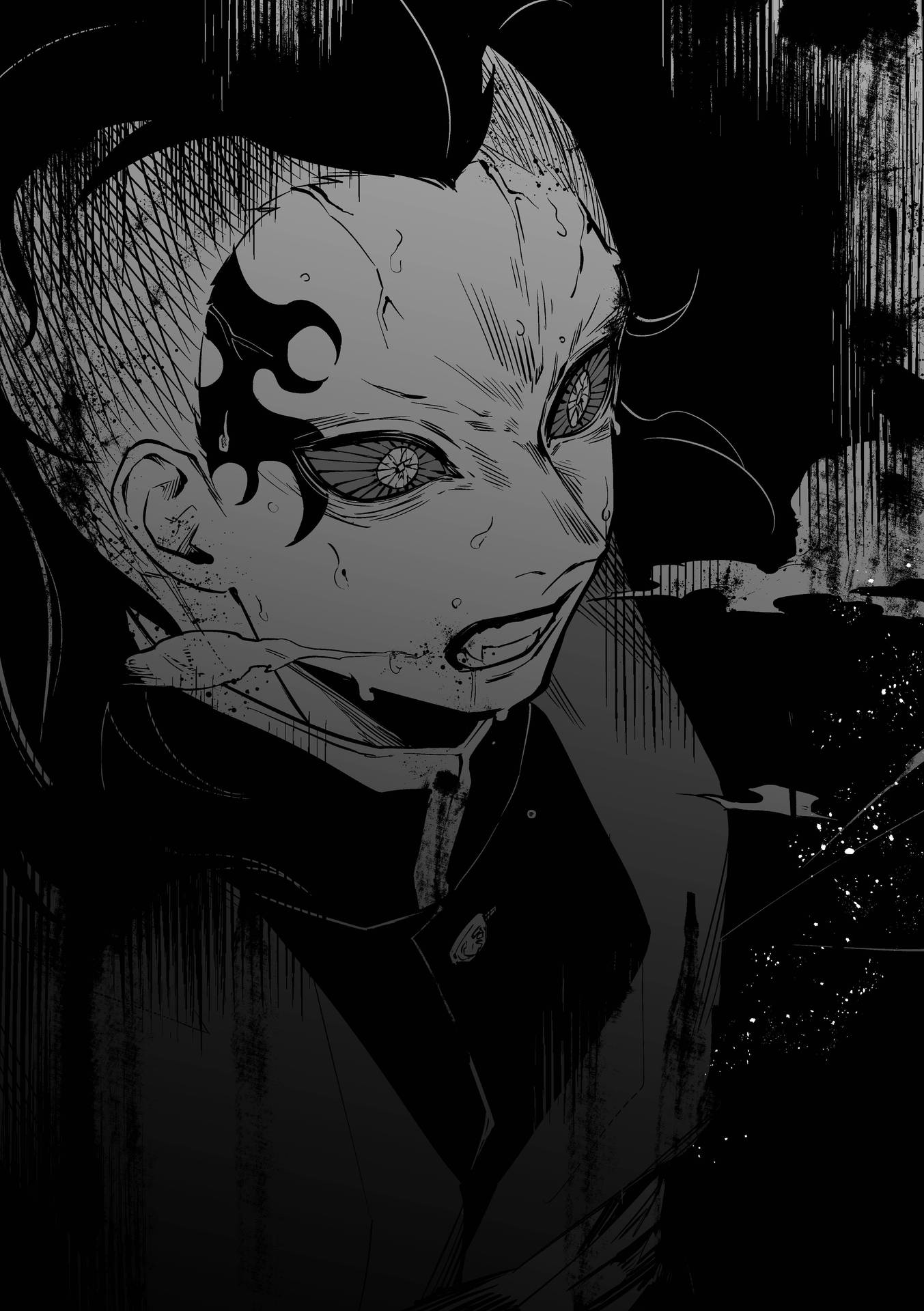 Demon Slayer Black And White Genya Shinazugawa Background